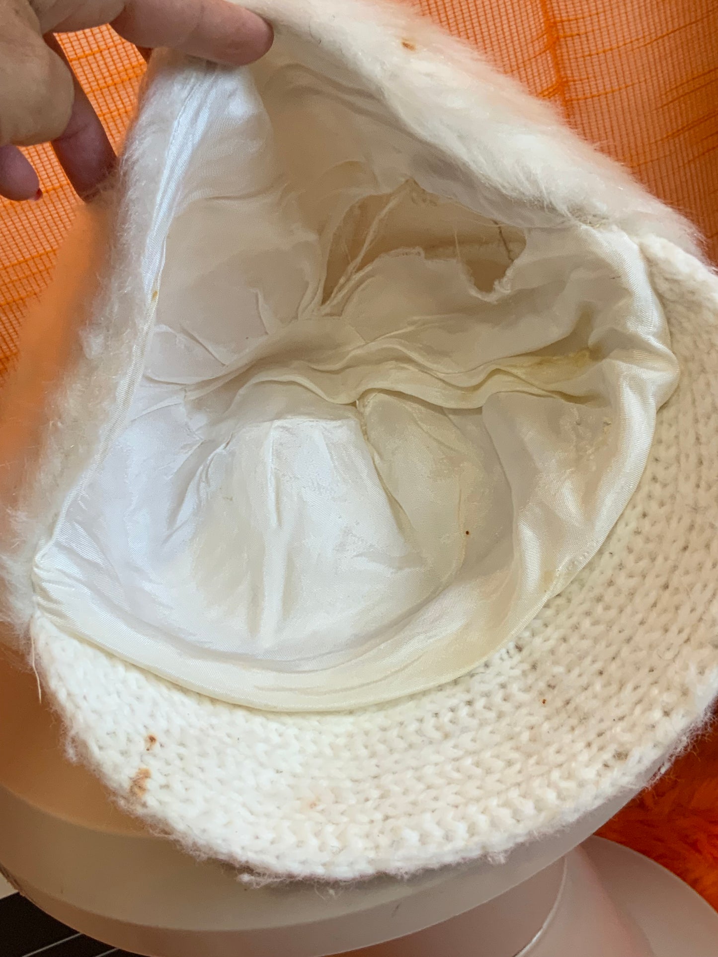 Chapeau Casquette Moumoute Blanche Vintage 1970 -TU