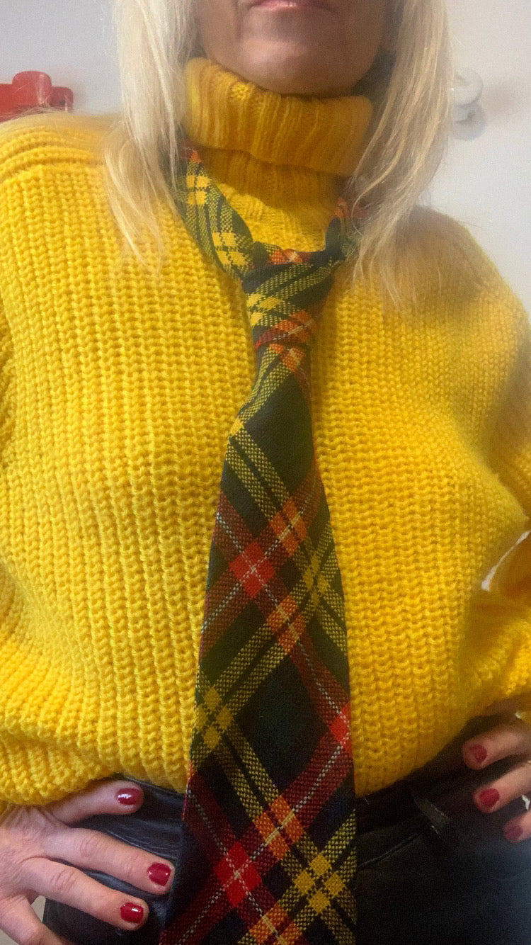 Cravate à carreaux Originale Vintage 1970 Laine Shetland