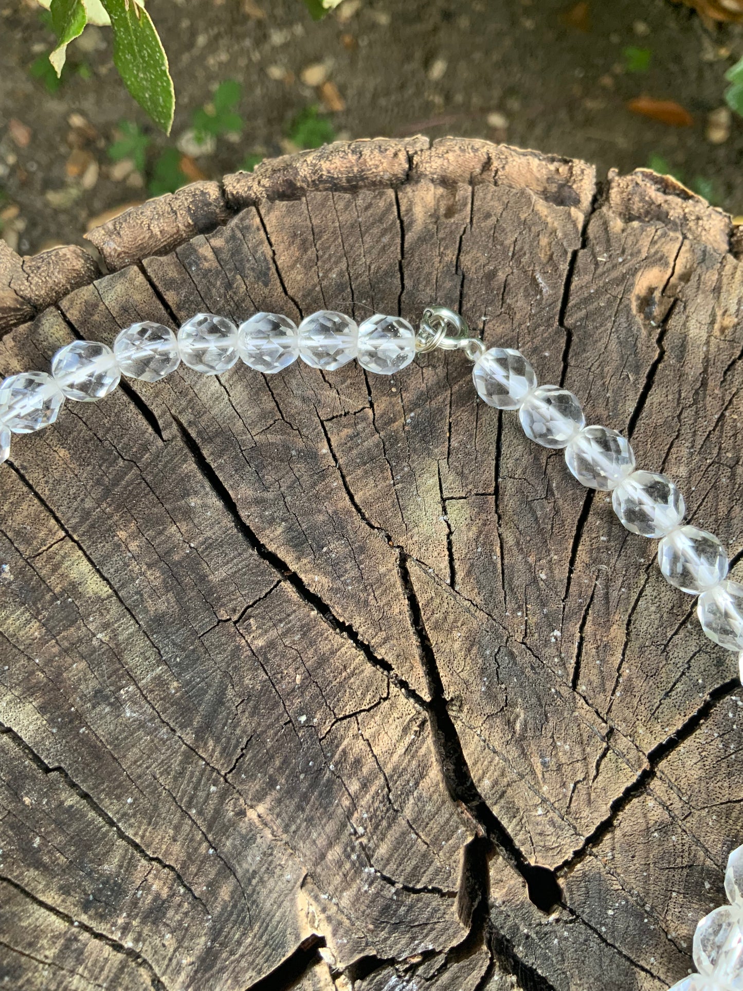 Collier perles de verre transparentes Vintage 1980/90-