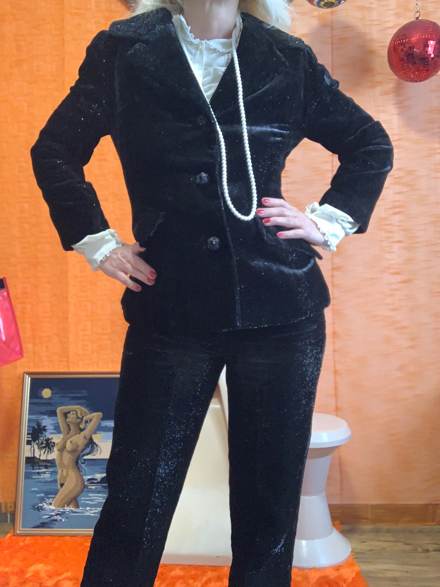 Exceptionnel Ensemble pailleté Fait main Vintage 1970