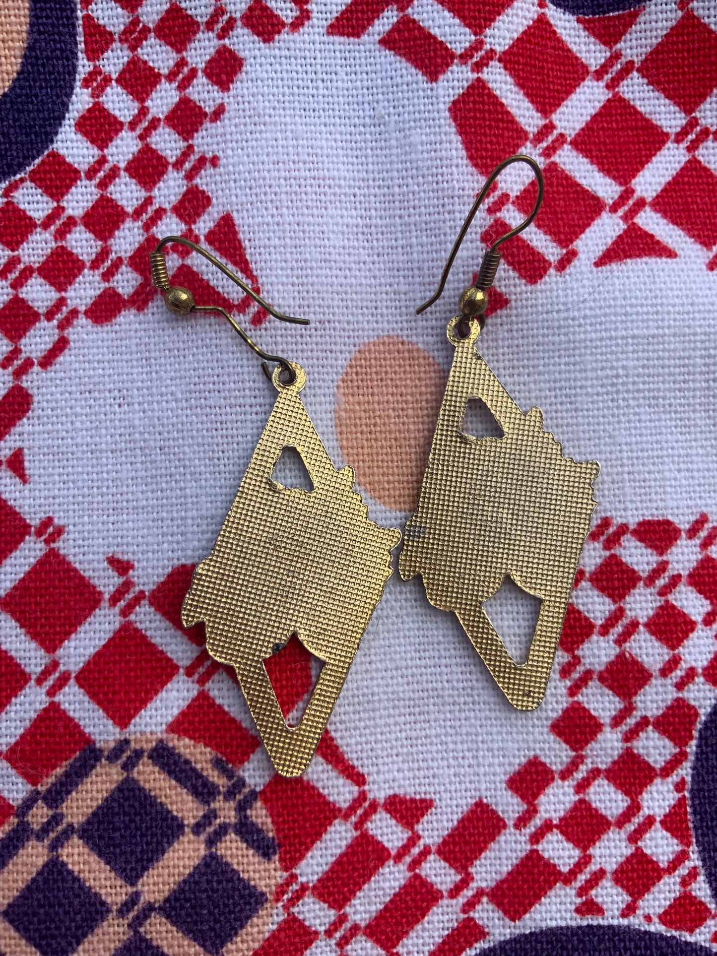 Boucles d’oreilles Vintage 1980 cloisonnées formes triangles et papillons -