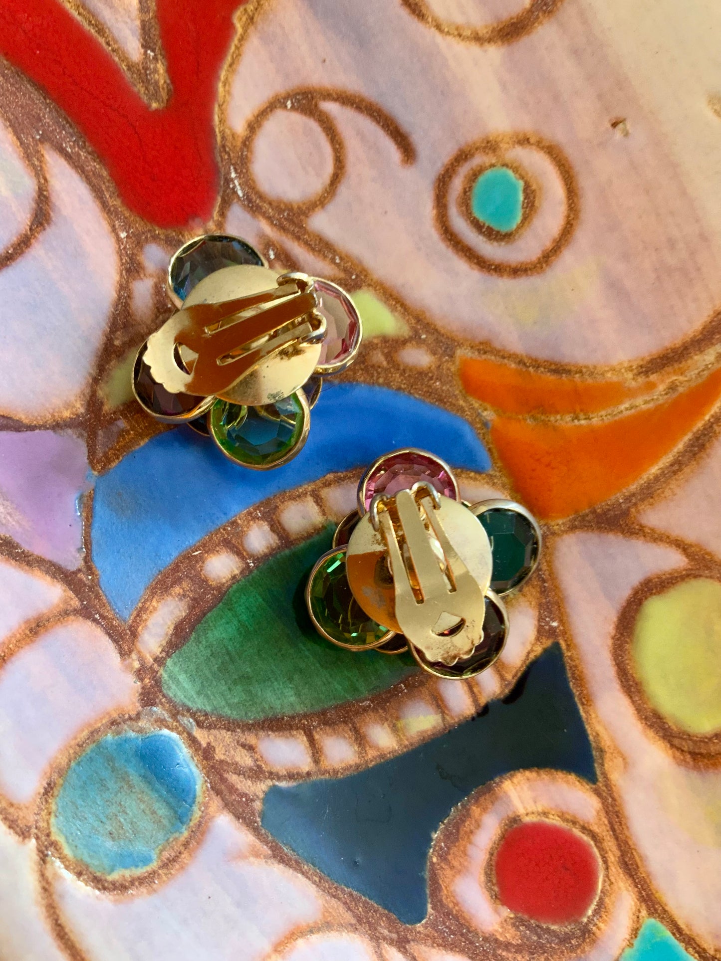 Boucles d’oreilles Vintage Pétales de verre Très chic Anciennes