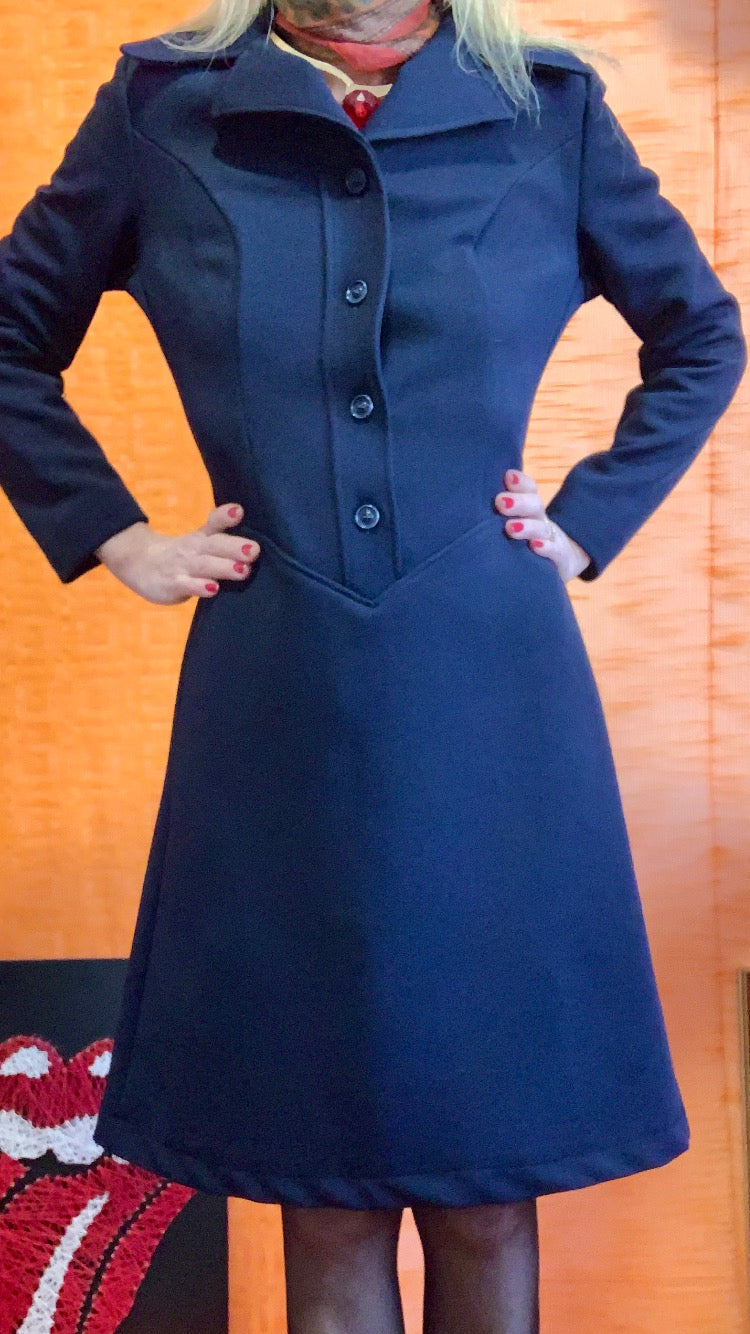 Robe Vintage 1970/80 Élégance col pelle à tartes
