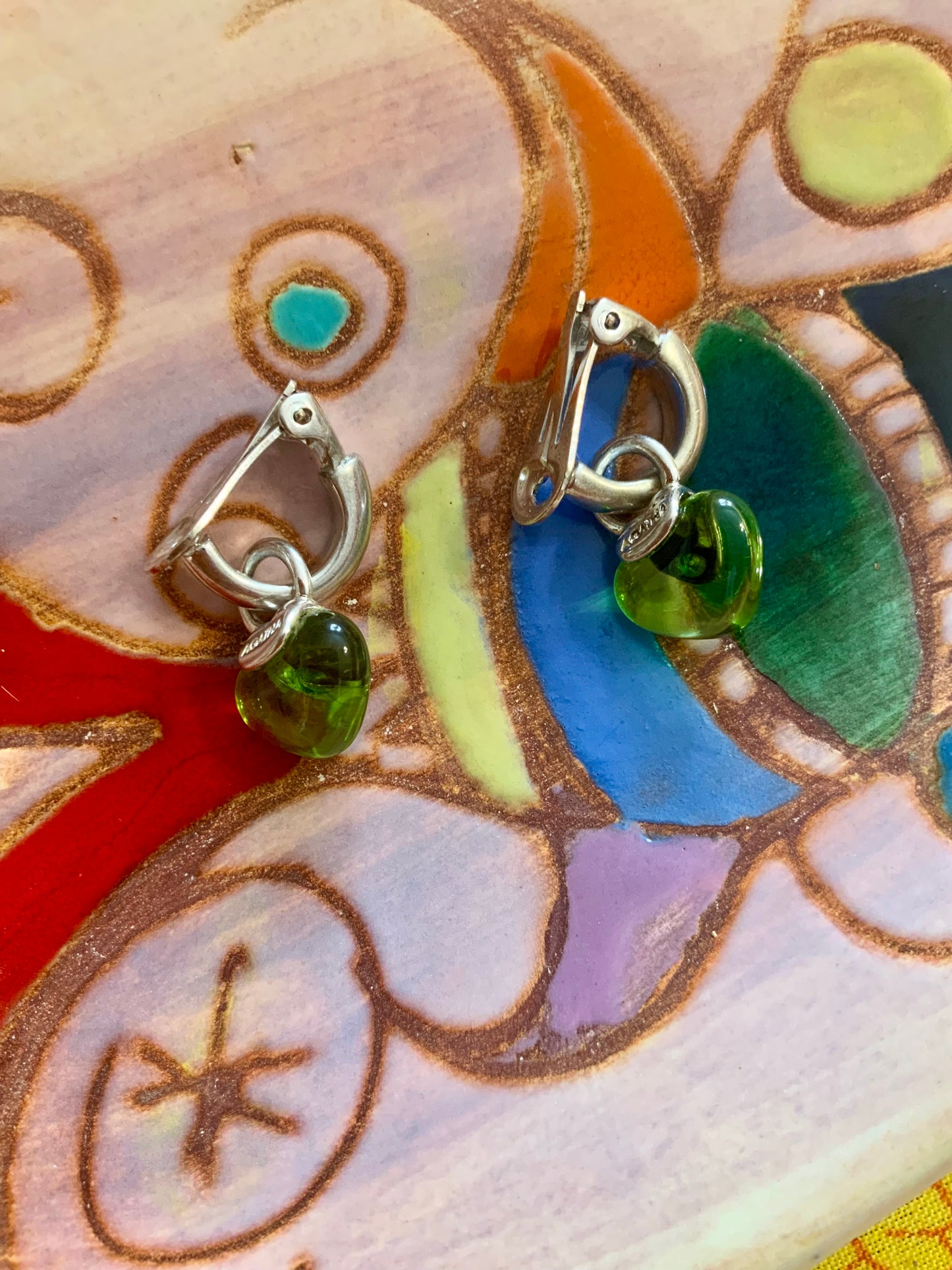 Boucles d’oreilles anneaux et Coeur de verre Agatha Paris Vintage 1990