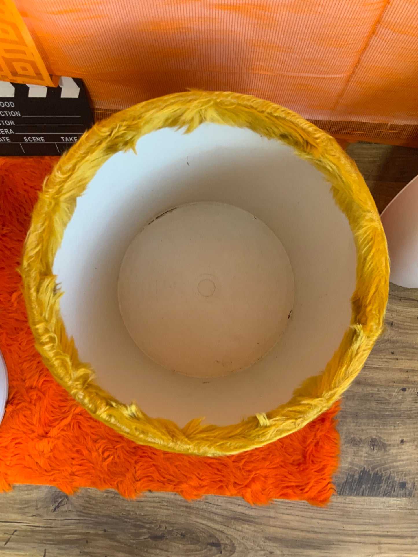 Pouf Coffre à poils Crylor Ocres Vintage 1970-