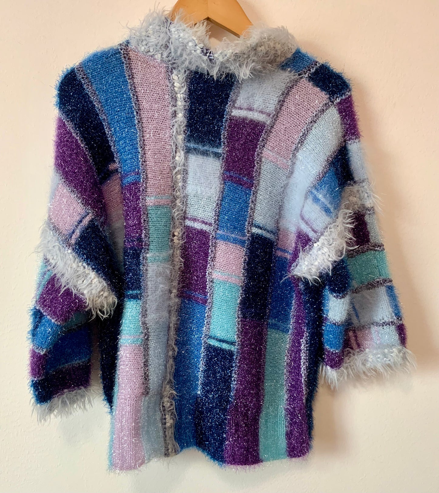 Anny Blatt Pull original tricoté Main Vintage pailleté - T42