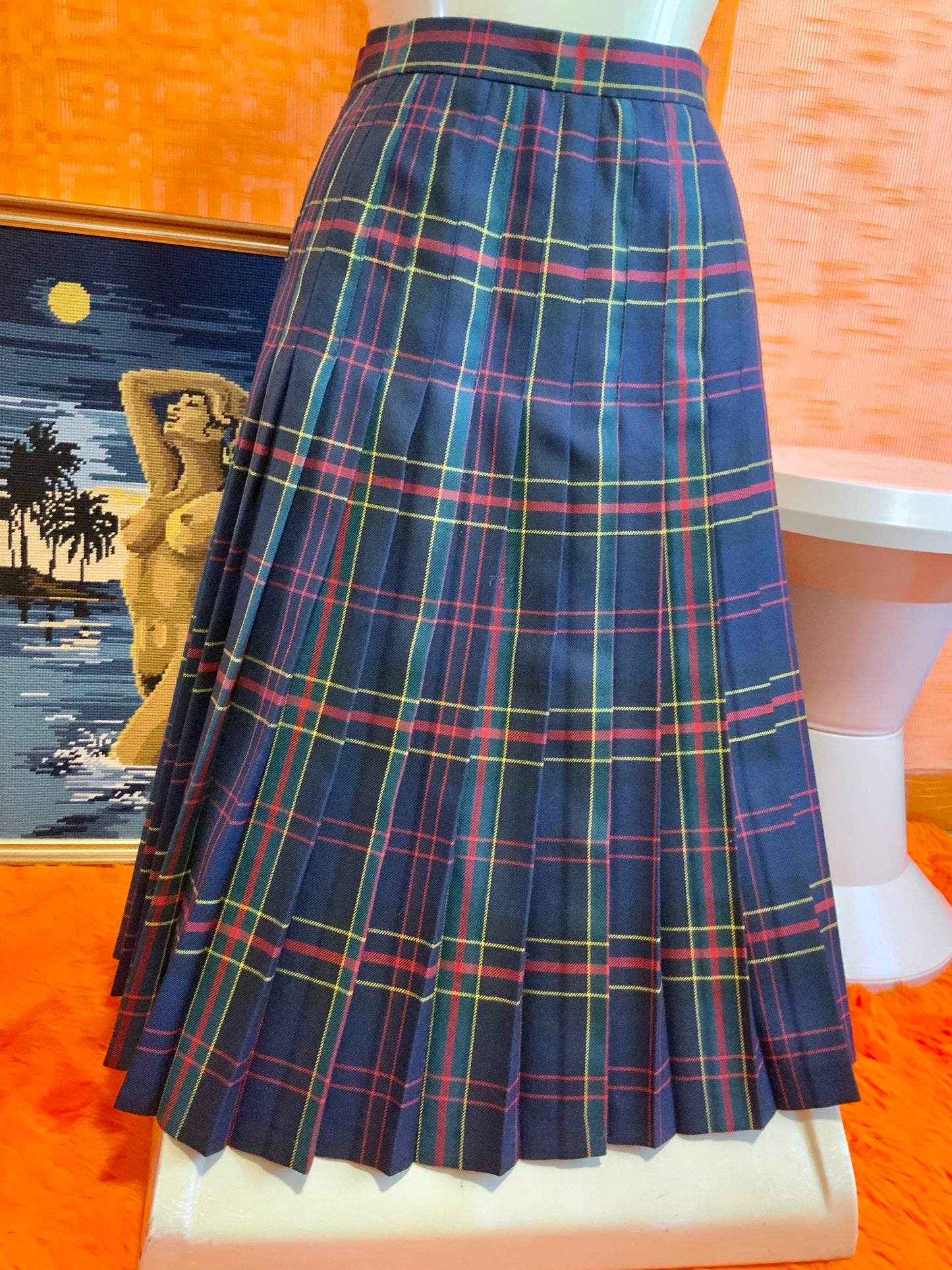 Jupe Plissée confection main carreaux Tartan Vintage 1980- T38