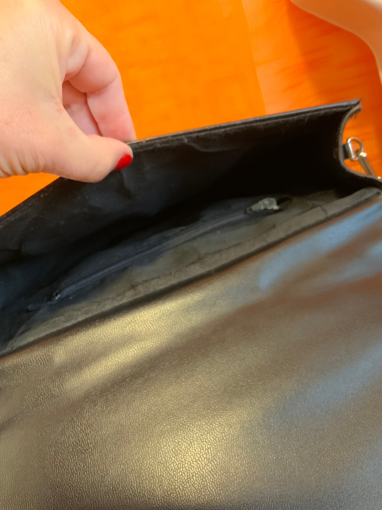Sac à main grains croco Cuir Noir Vintage 1990-