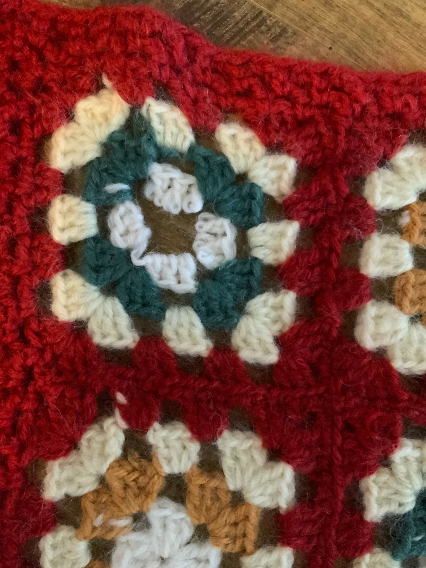 Couverture laine crochets Vintage 1970