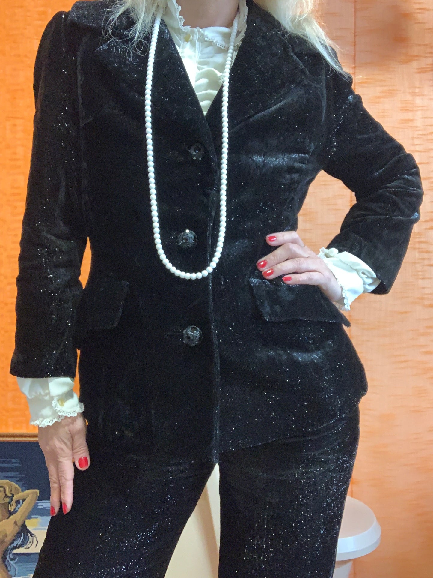 Exceptionnel Ensemble pailleté Fait main Vintage 1970