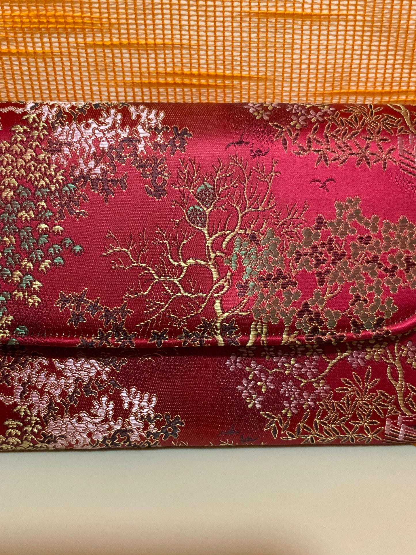 Pochette Porte monnaie Soie Chinoise Vintage 1980