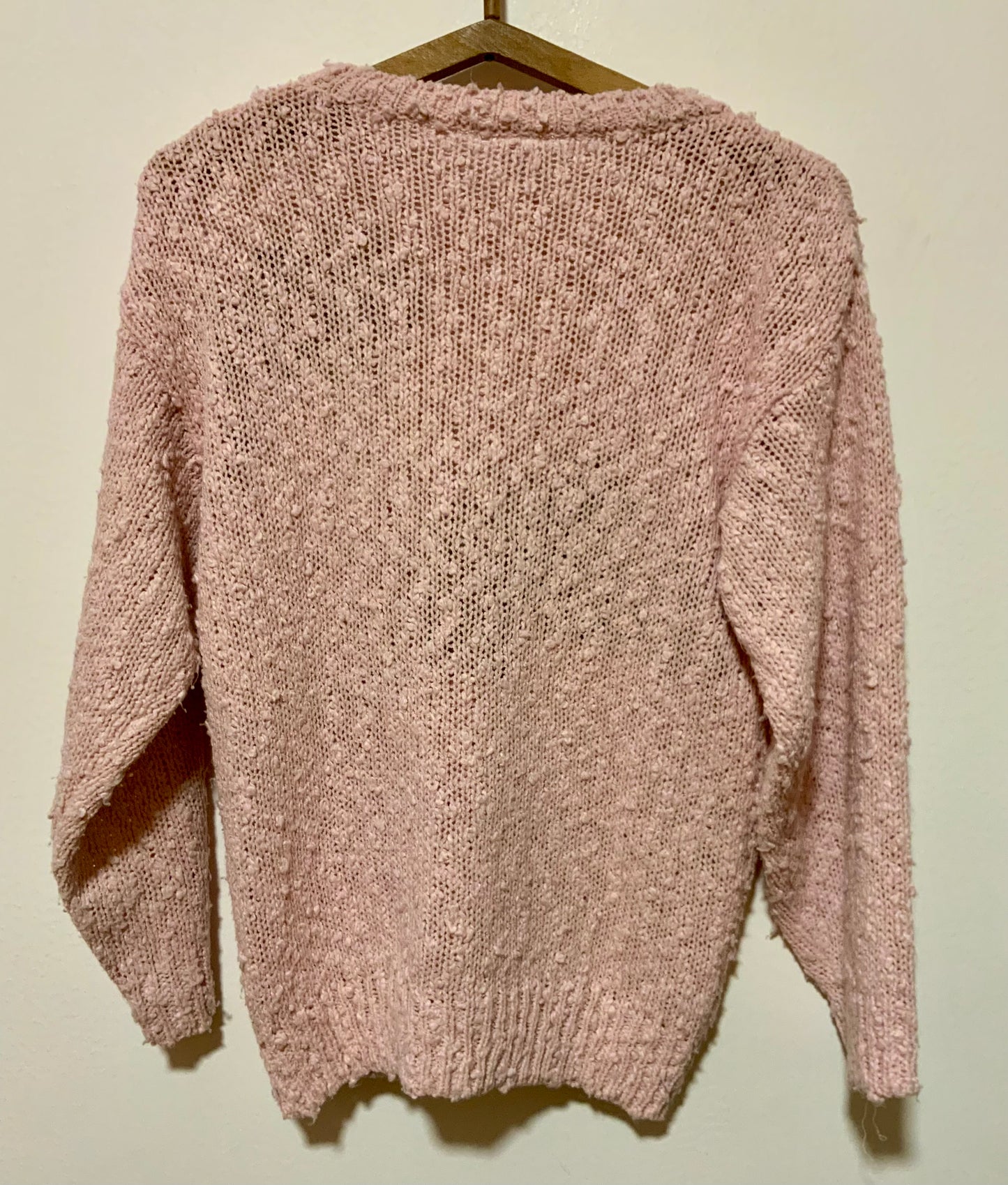 Pull Laine rose à fleurs Vintage 1980- T38