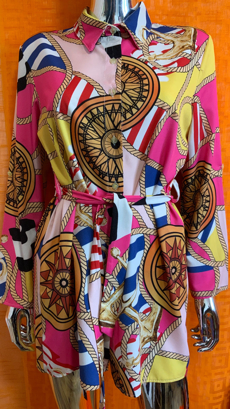 Chemise Tunique Motifs Élégance Italie Vintage 1990