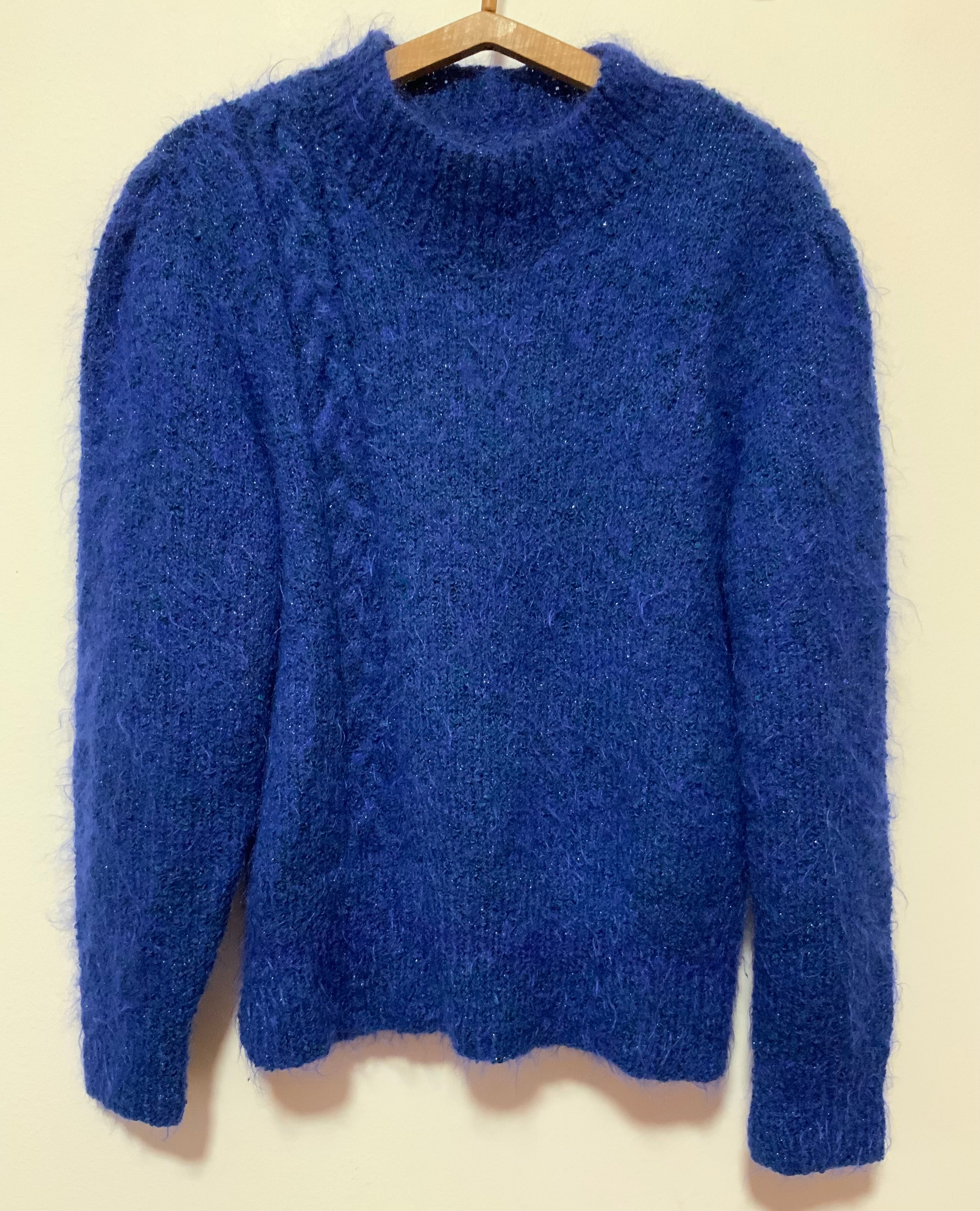Pull Zara Femme Taille S En Laine Et Paillettes Bleu Clair - Neuf Avec étiquettes, Col Rond