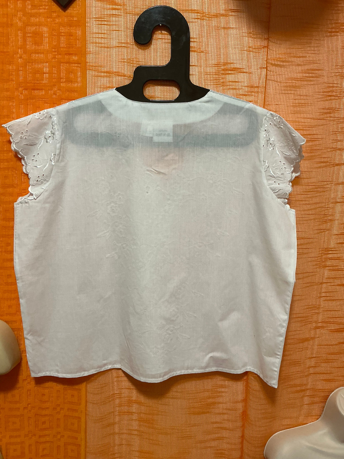 Blouse Broderies anglaises Fleurs Vintage France 1980- T54