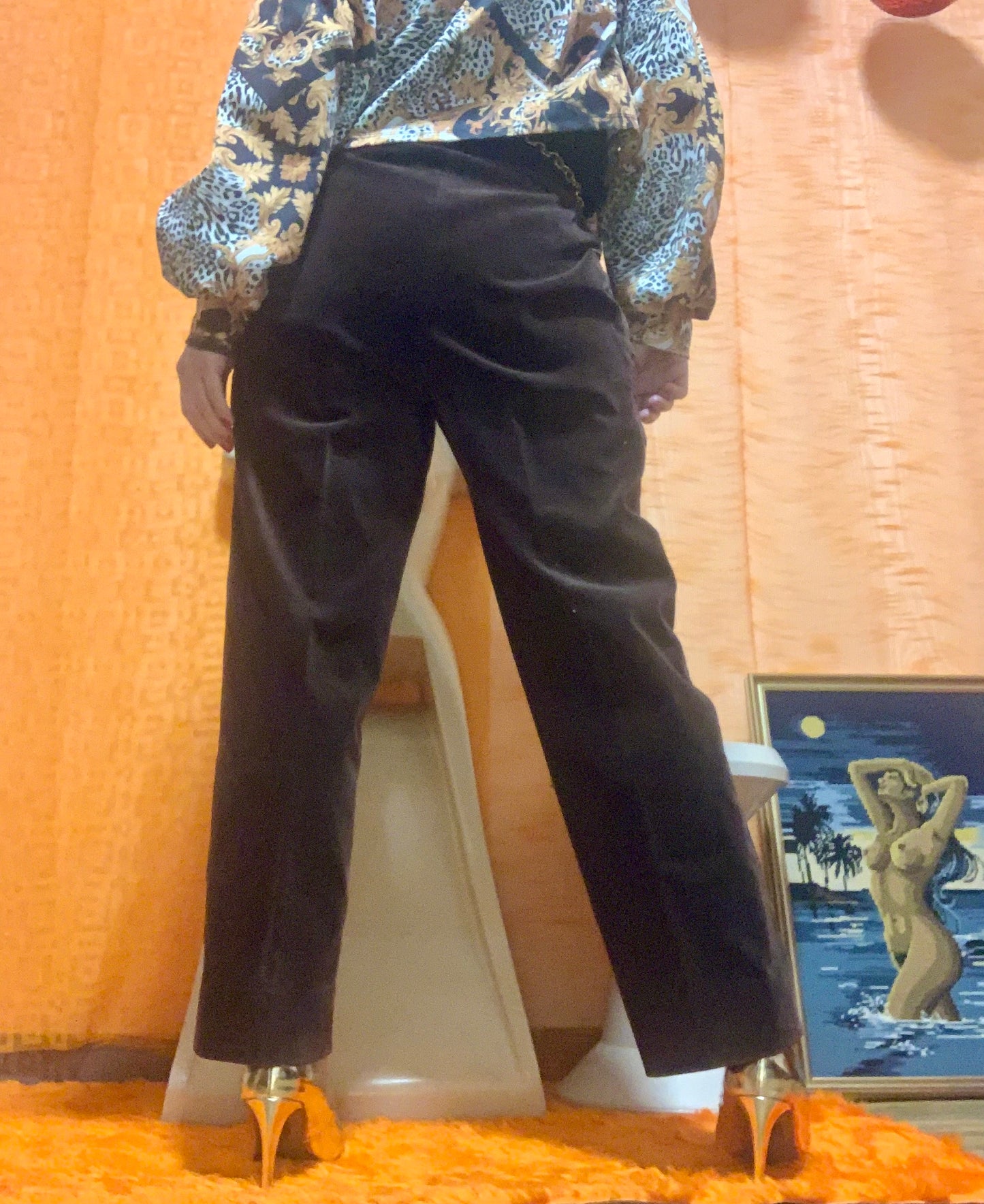 Pantalon Taille haute velours doux Vintage France