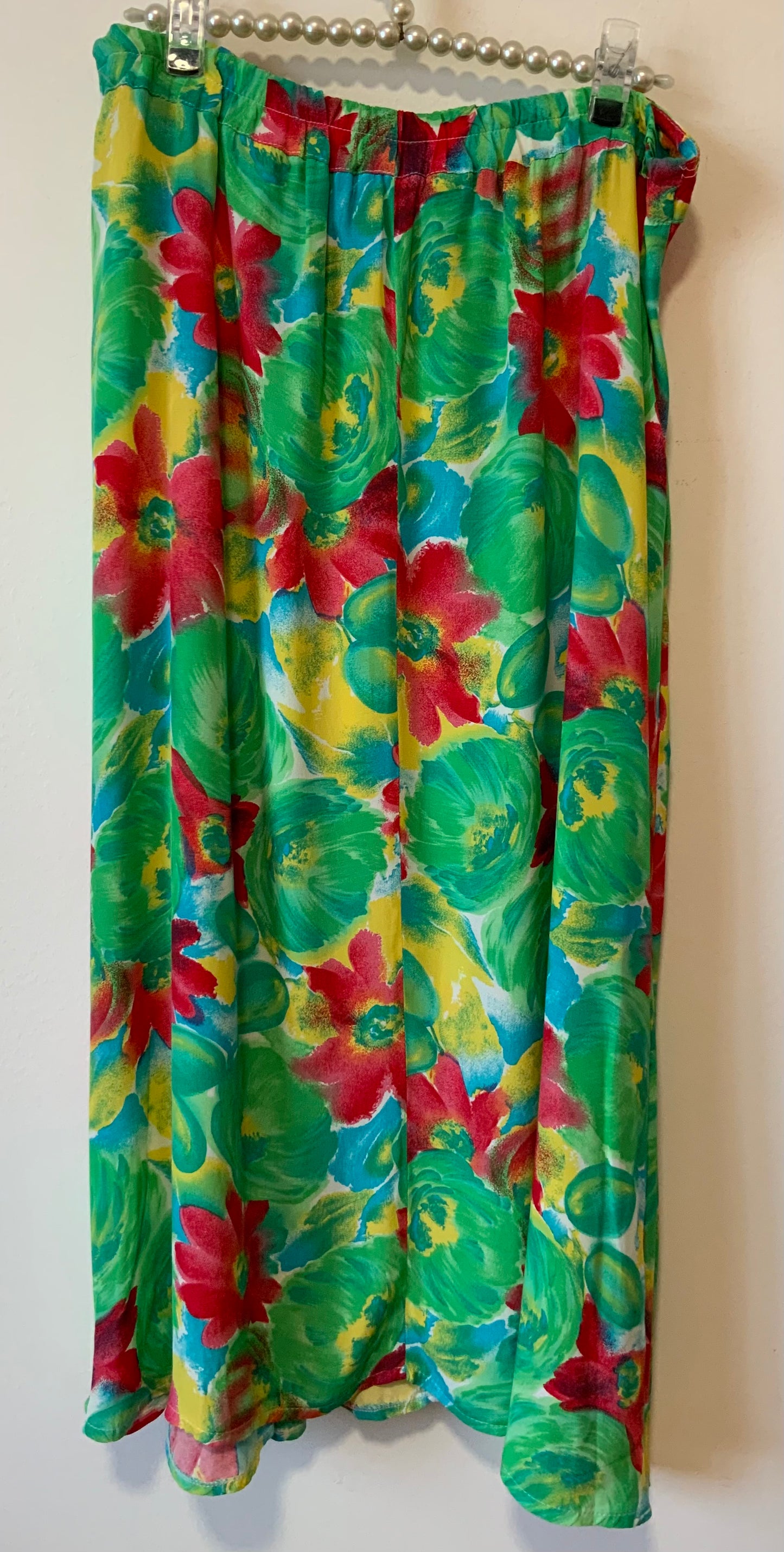 Jupe boutonnée à fleurs Vintage 1980 France -T46