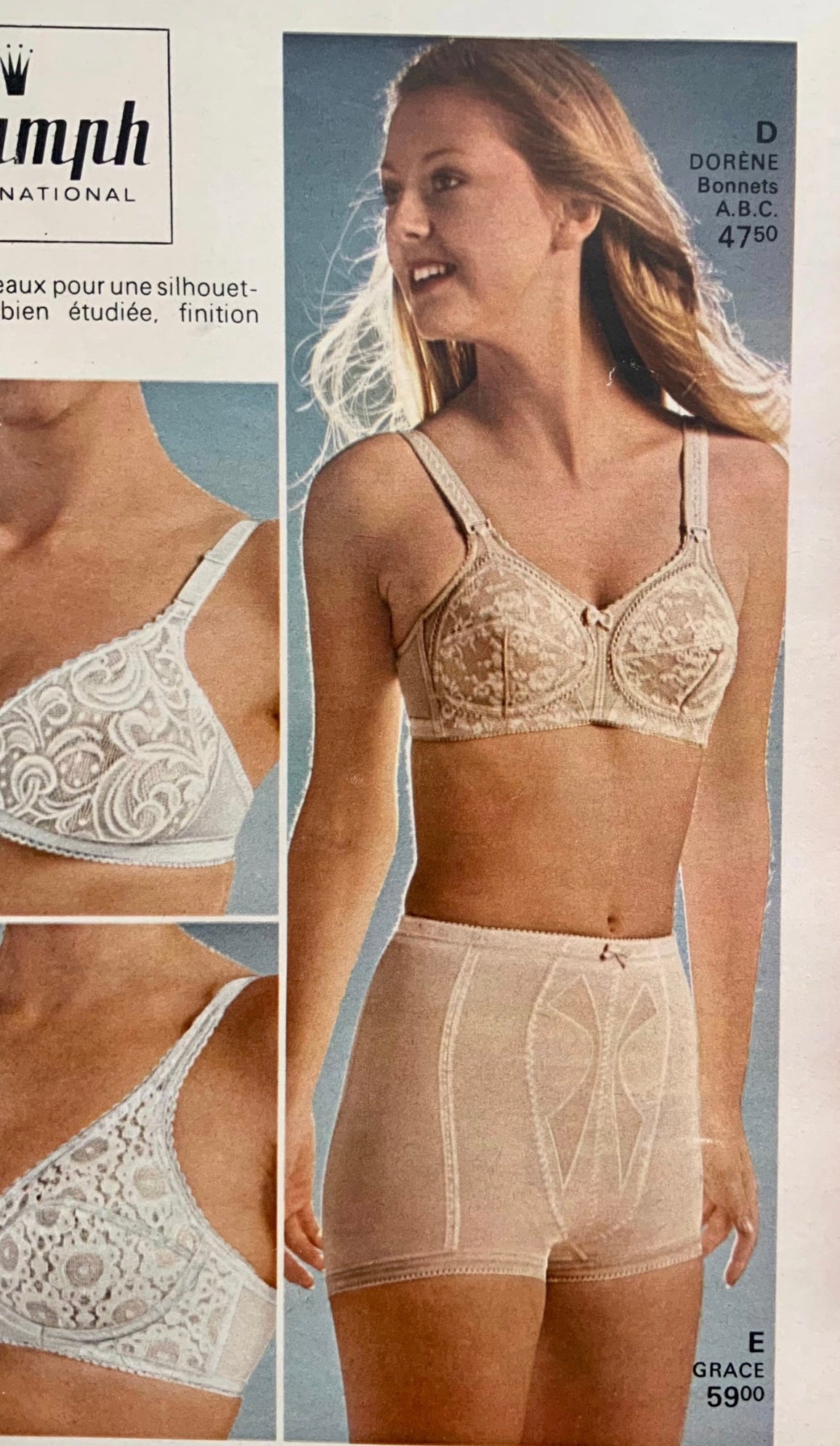 Soutien gorge dentelle verte Triumph Neuf 1970 Vintage Sexy