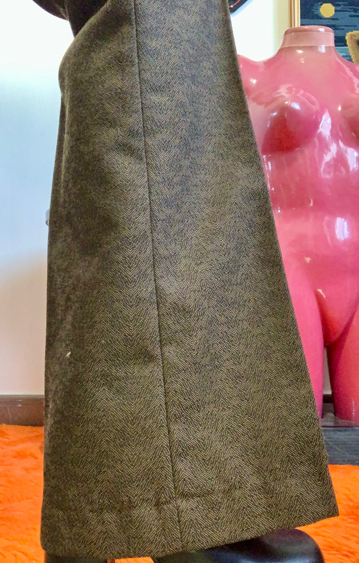 Pantalon Flare Motifs Pattes d’elephant Vintage 1970 Chic laine Peignée Tergal