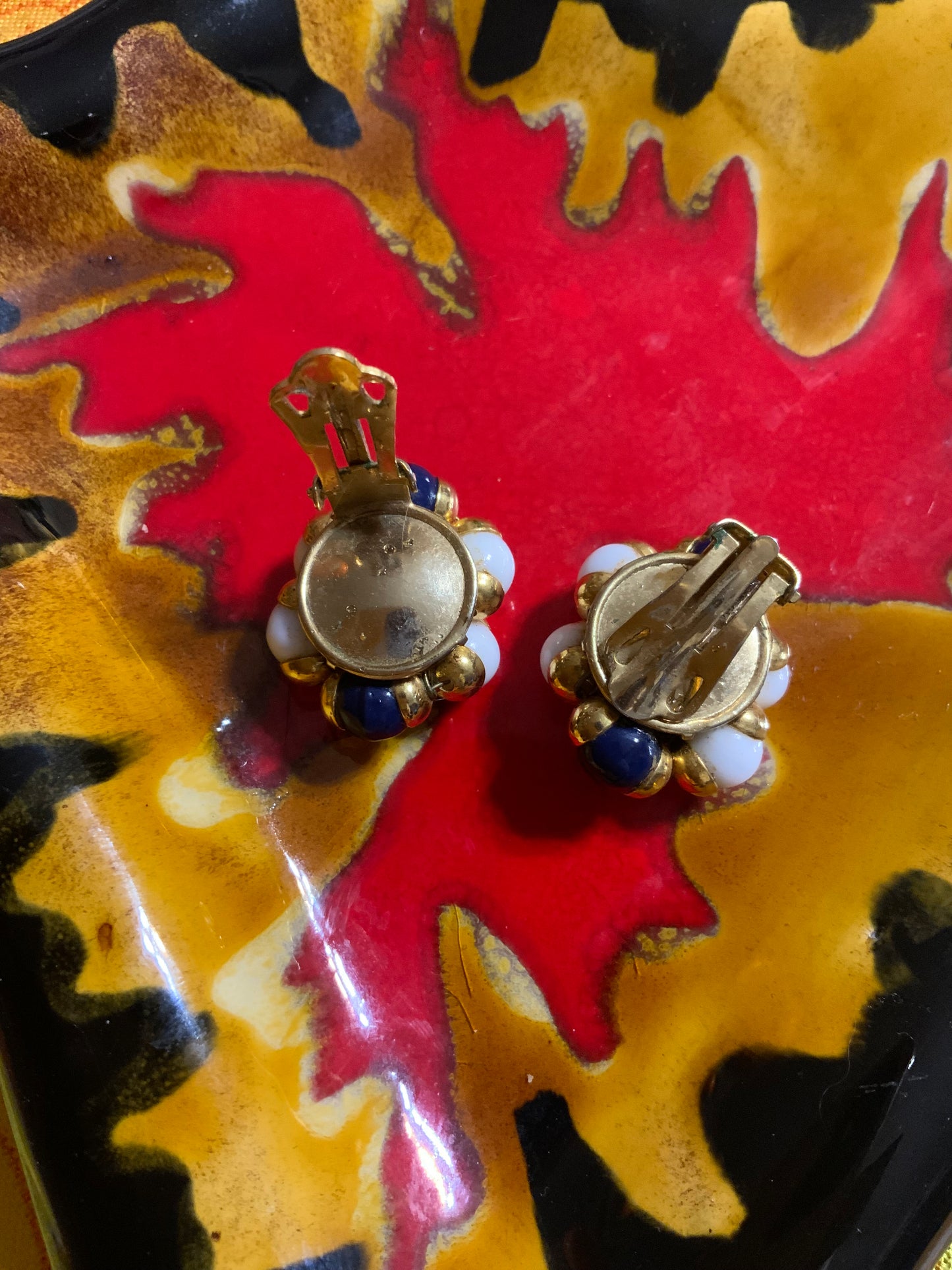 Boucles d’oreilles grappes en perles de verre Vintage 1990