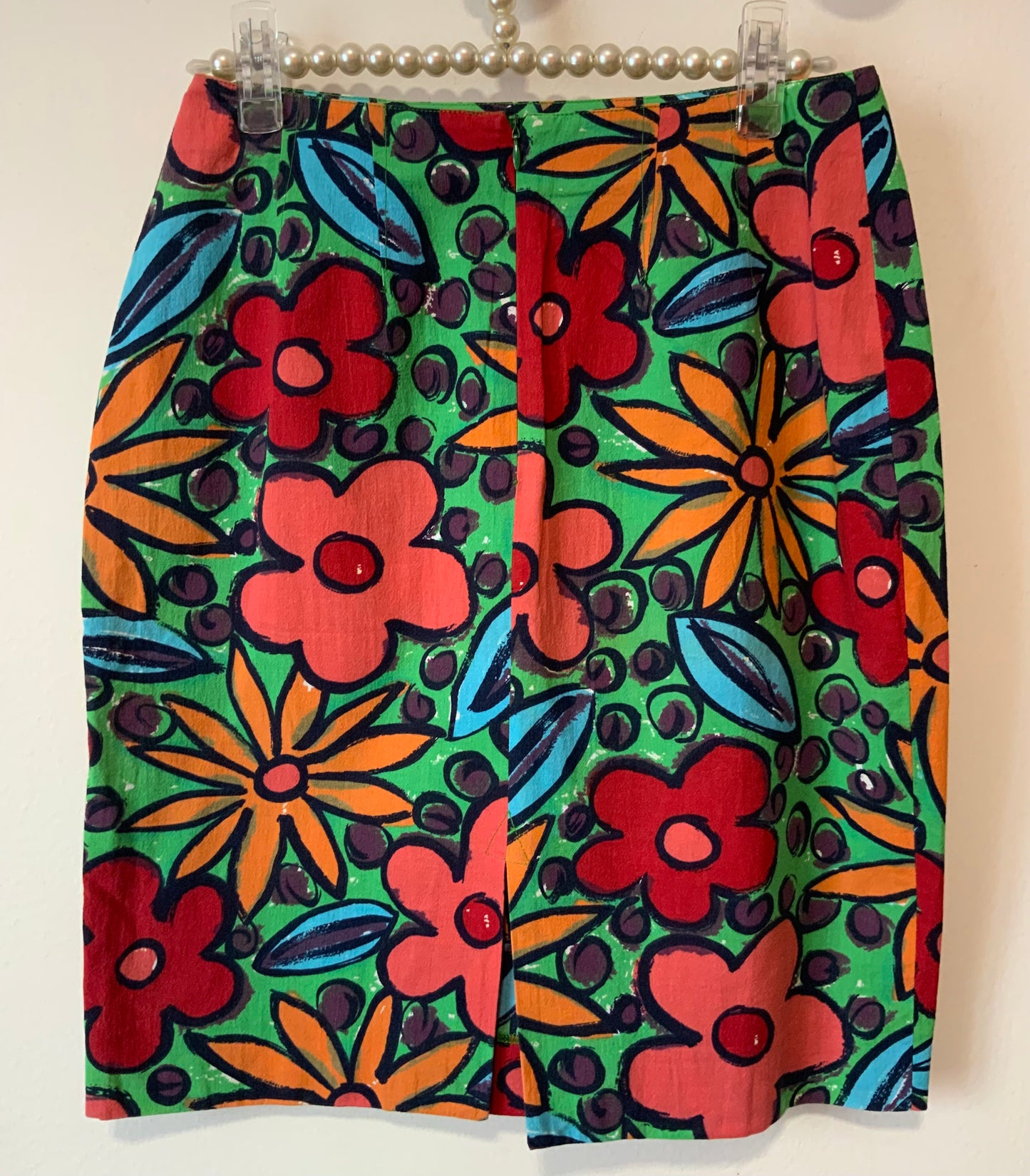 Jupe droite à fleurs Merveille Vintage 1980 Fun Originale France