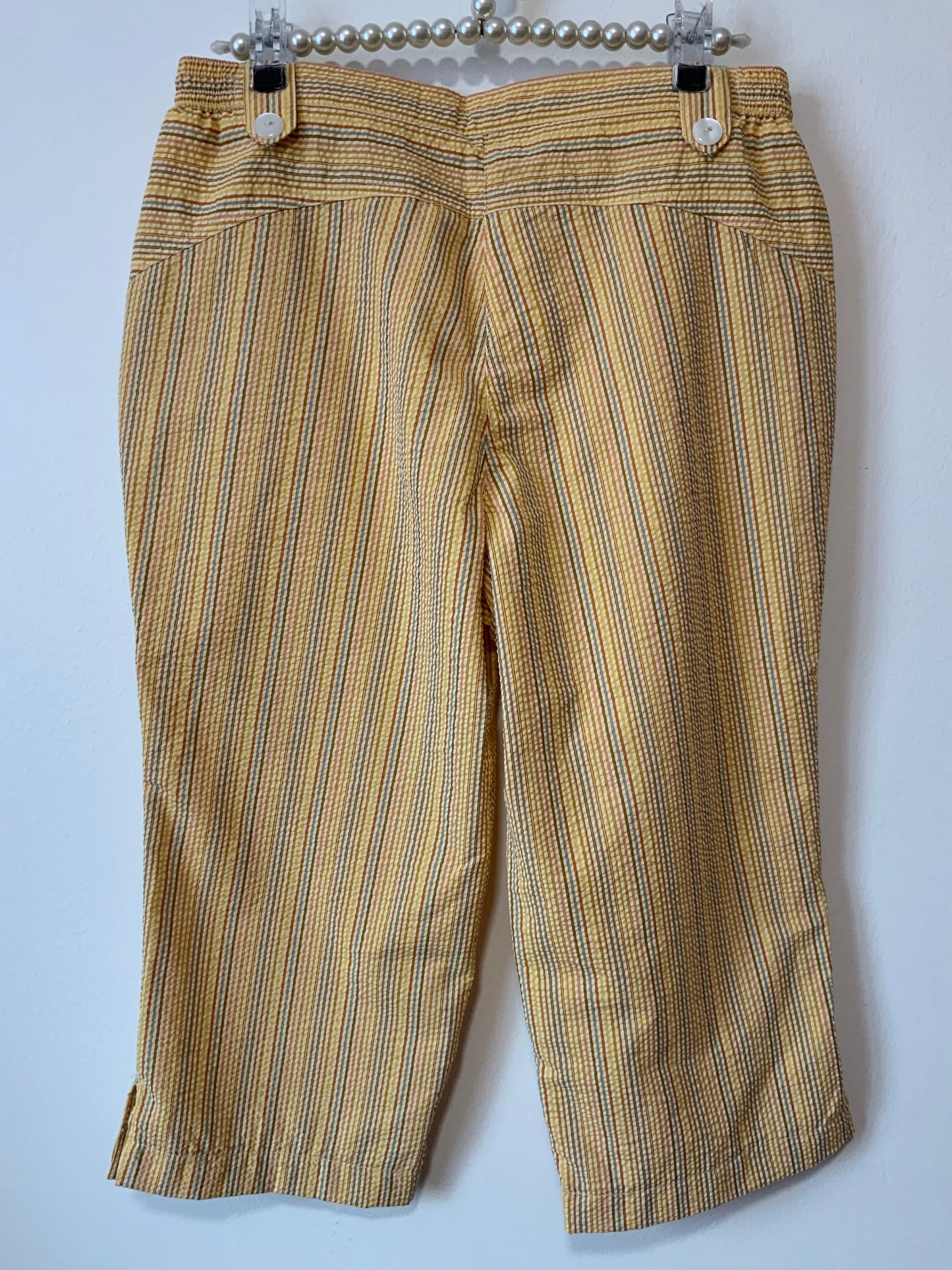Pantalon PantaCourt rayures Matière gaufrée Vintage 1990