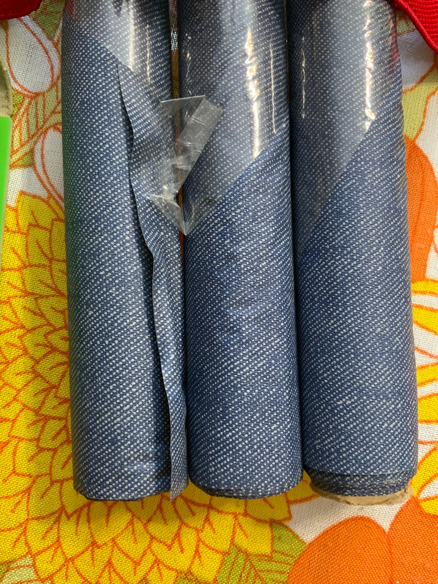 Rouleau feuille plastique façon Denim 65x200 cms Neufs DeadStock Vintage