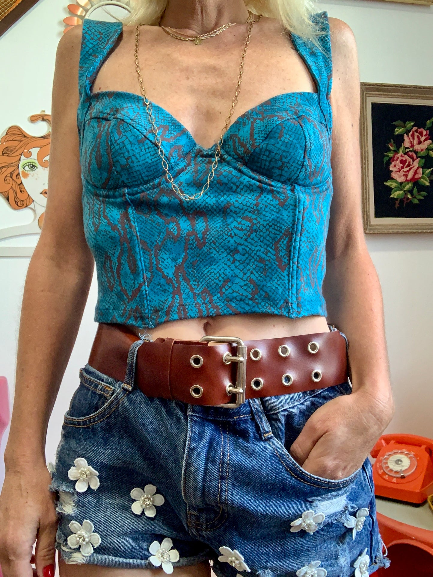 Top Bustier Motifs python Vintage 2000’