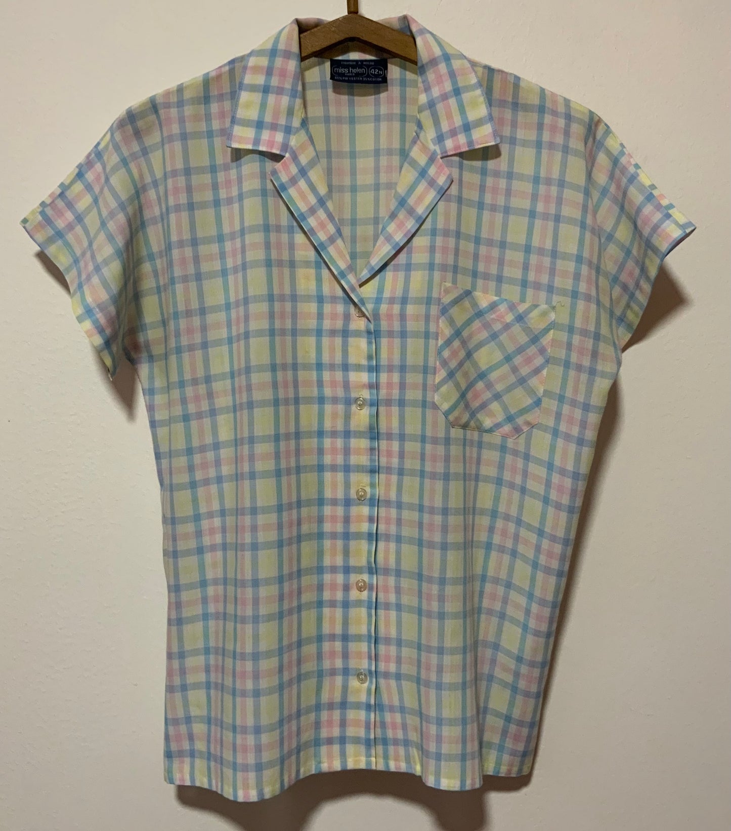 Chemise à carreaux pastels Vintage 1980
