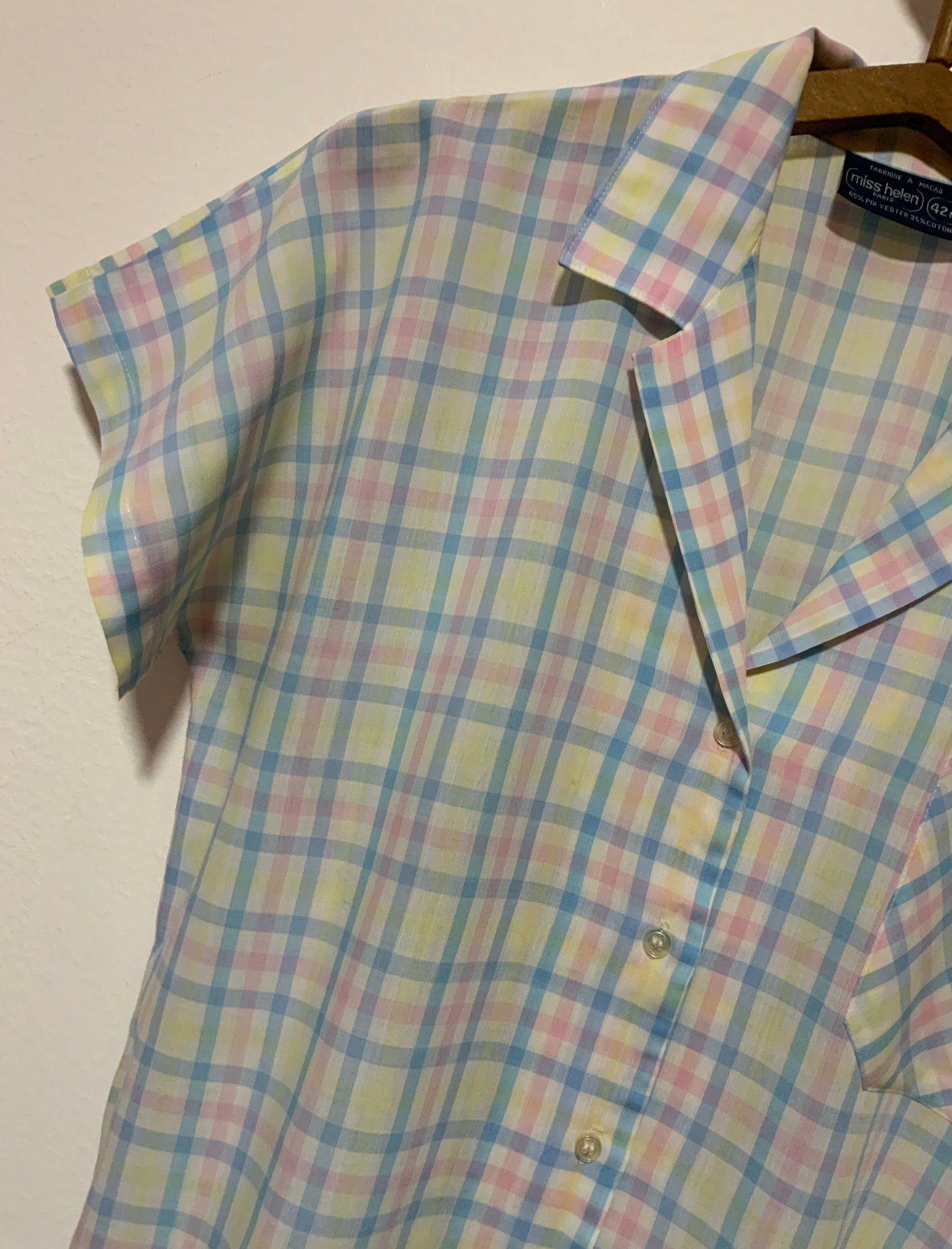 Chemise à carreaux pastels Vintage 1980