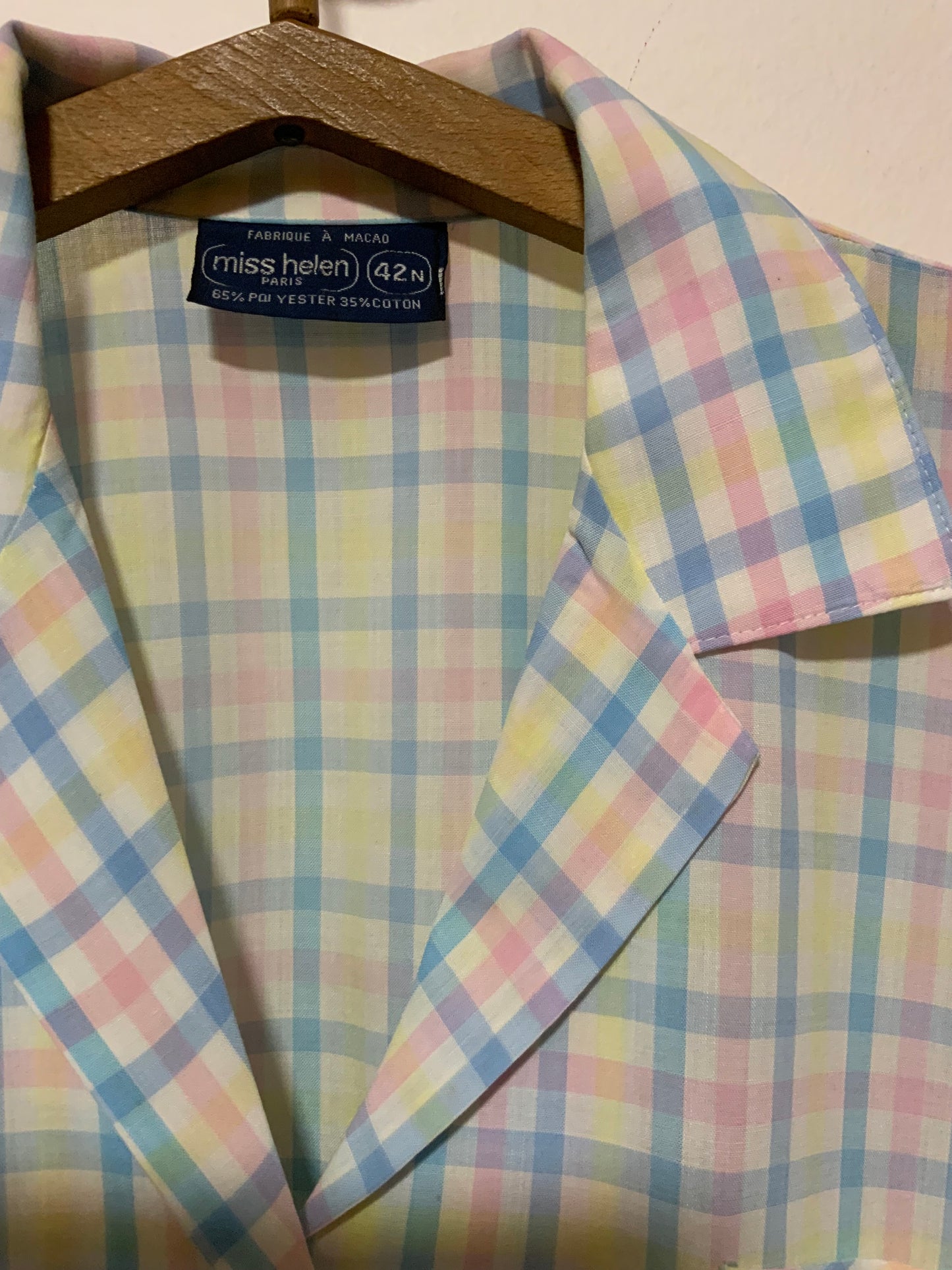 Chemise à carreaux pastels Vintage 1980