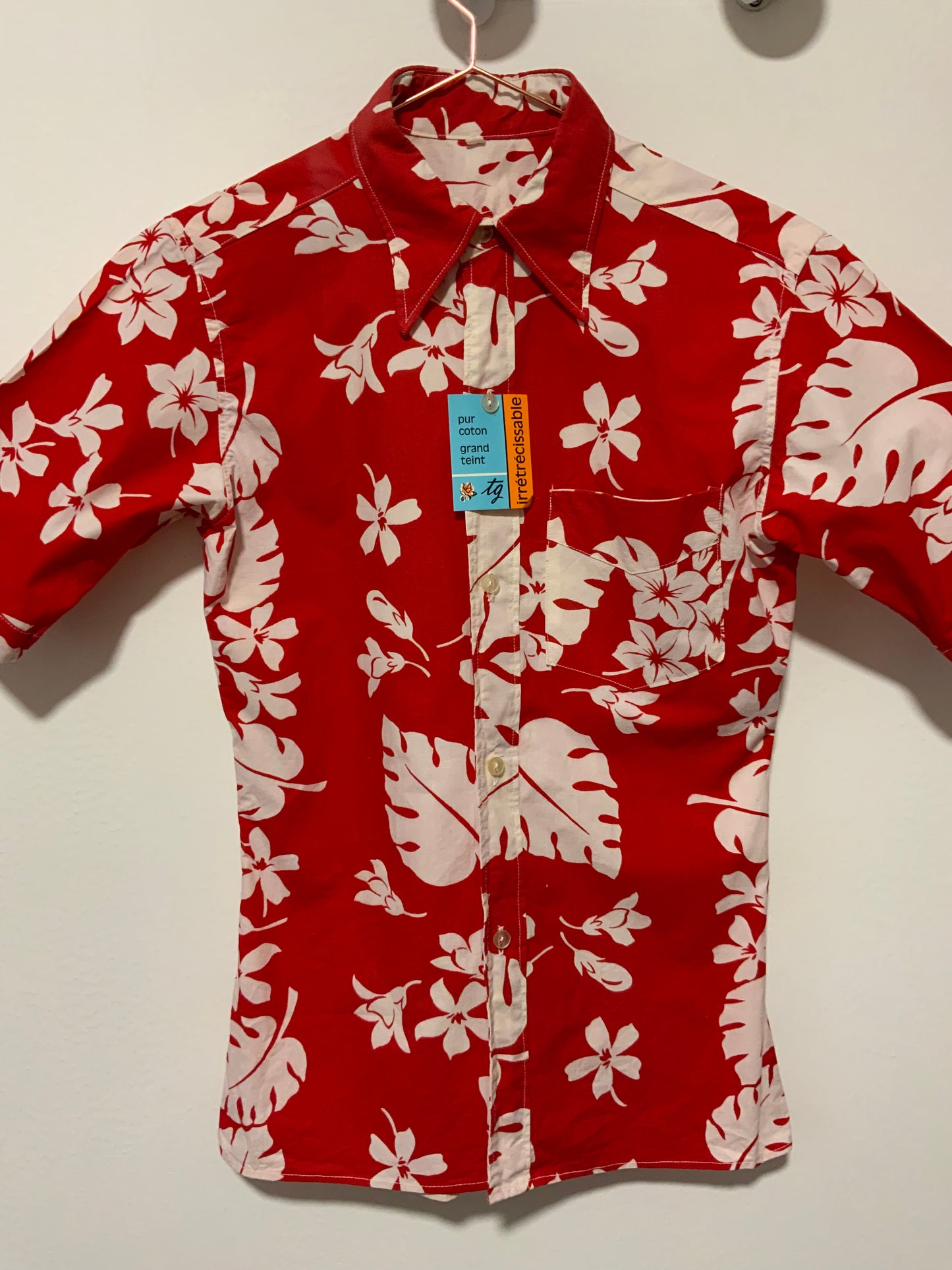 Chemise Hawaïenne Coton Deadstock Vintage 1970 Beauté Pelle à tartes
