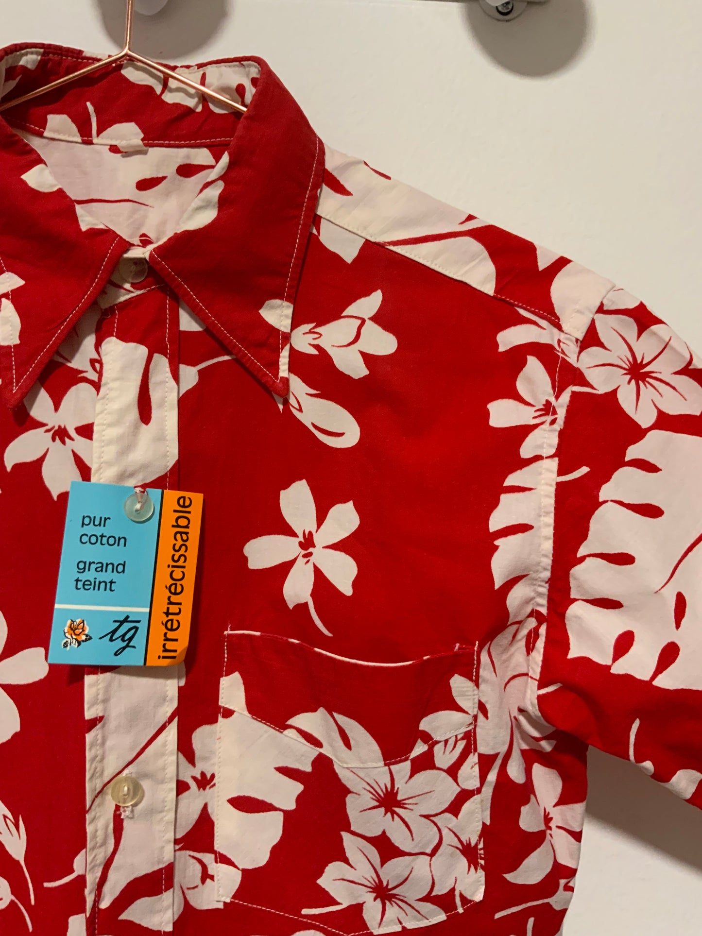 Chemise Hawaïenne Coton Deadstock Vintage 1970 Beauté Pelle à tartes