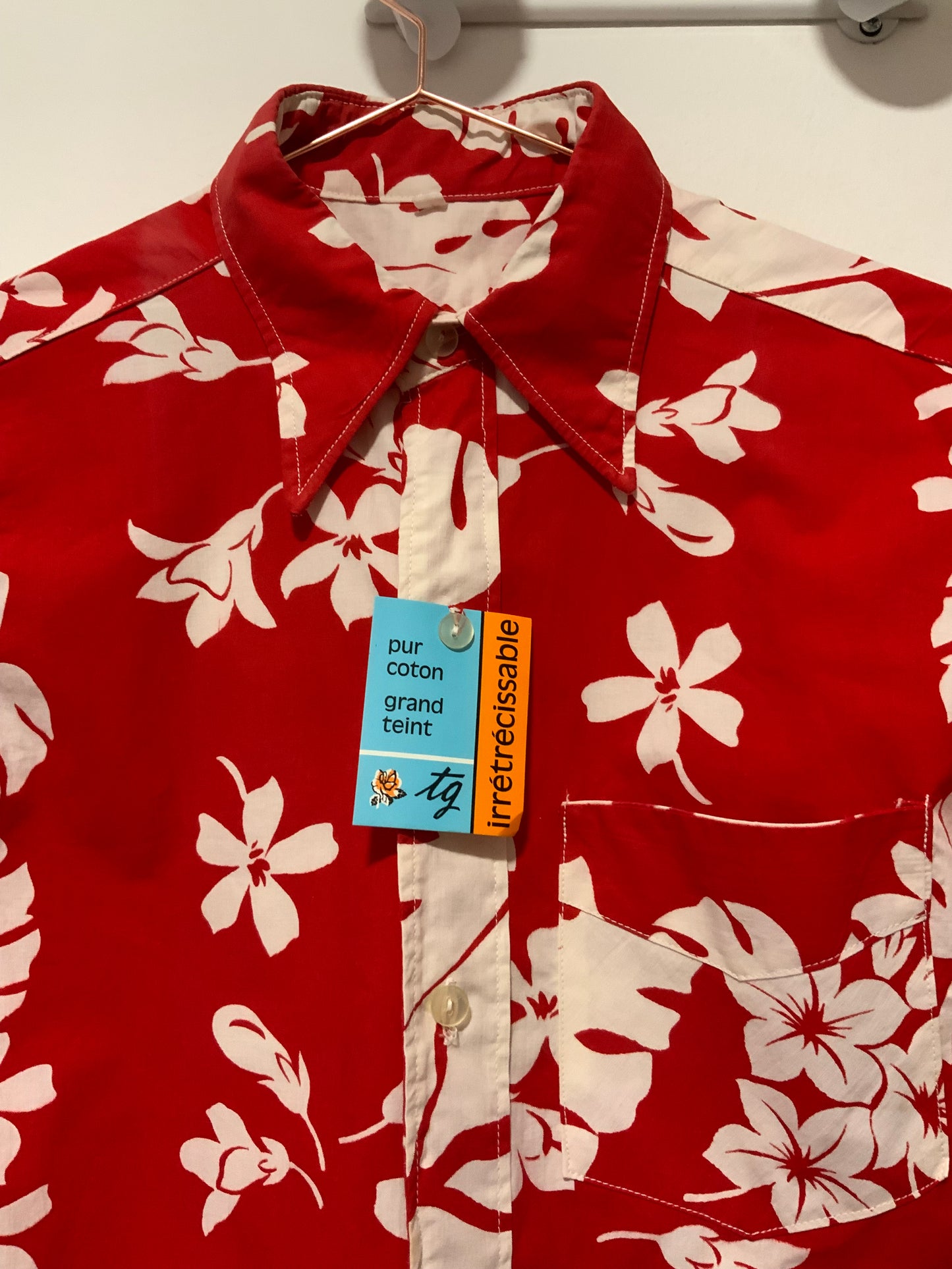 Chemise Hawaïenne Coton Deadstock Vintage 1970 Beauté Pelle à tartes