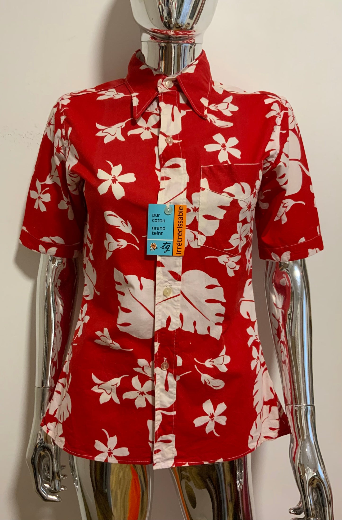 Chemise Hawaïenne Coton Deadstock Vintage 1970 Beauté Pelle à tartes