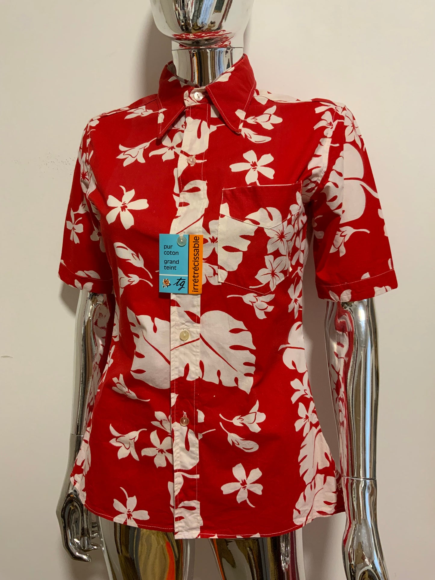 Chemise Hawaïenne Coton Deadstock Vintage 1970 Beauté Pelle à tartes