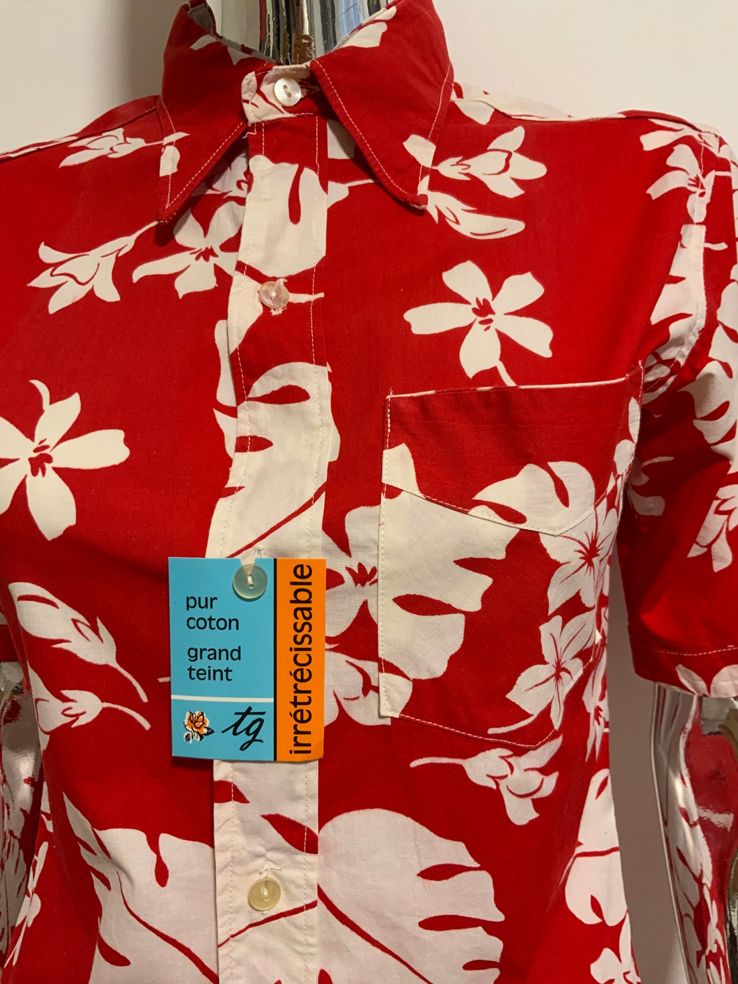 Chemise Hawaïenne Coton Deadstock Vintage 1970 Beauté Pelle à tartes