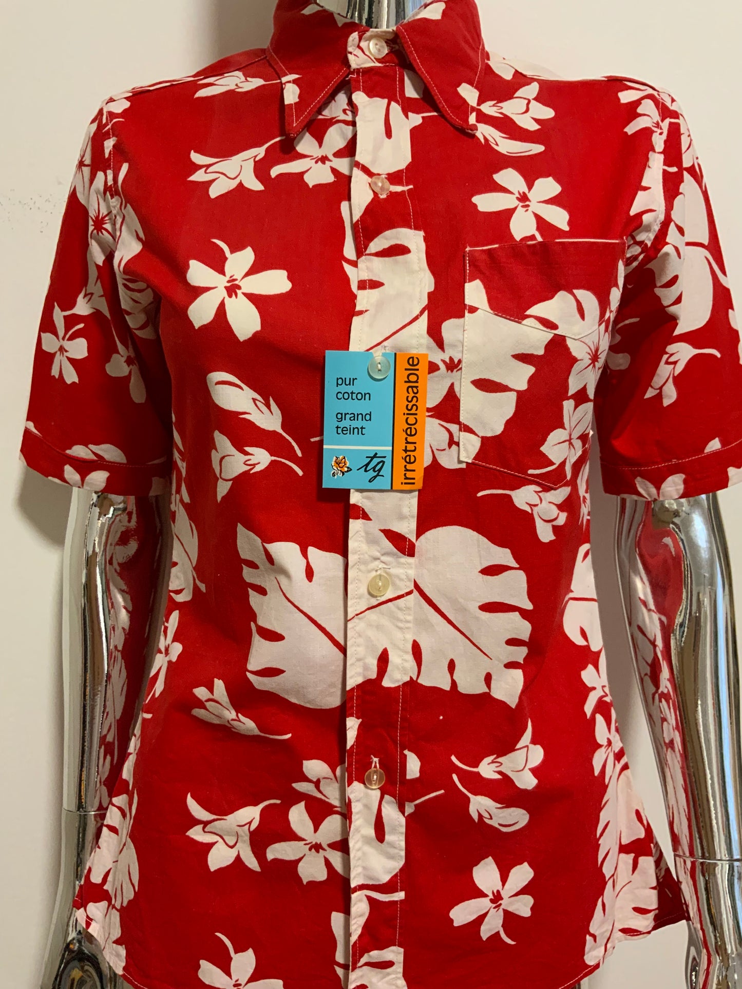 Chemise Hawaïenne Coton Deadstock Vintage 1970 Beauté Pelle à tartes