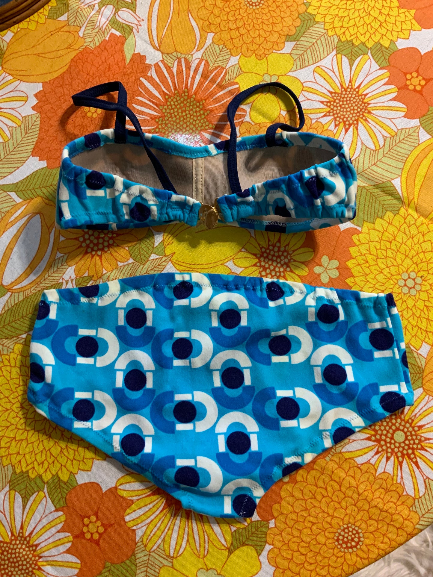 Sublime Maillot de bain 2 pieces Neuf Deadstock 1970 France Bleu