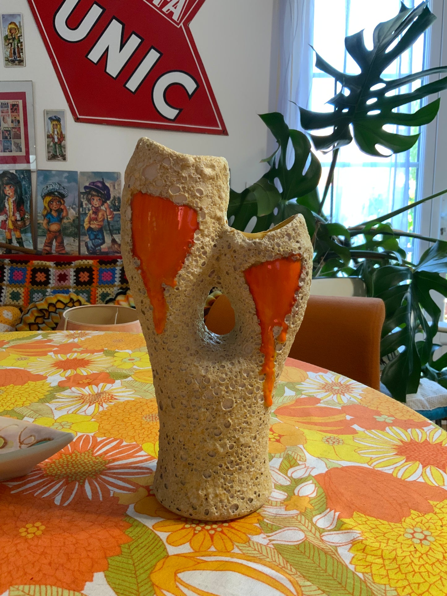 Vase double céramique Orange Vintage