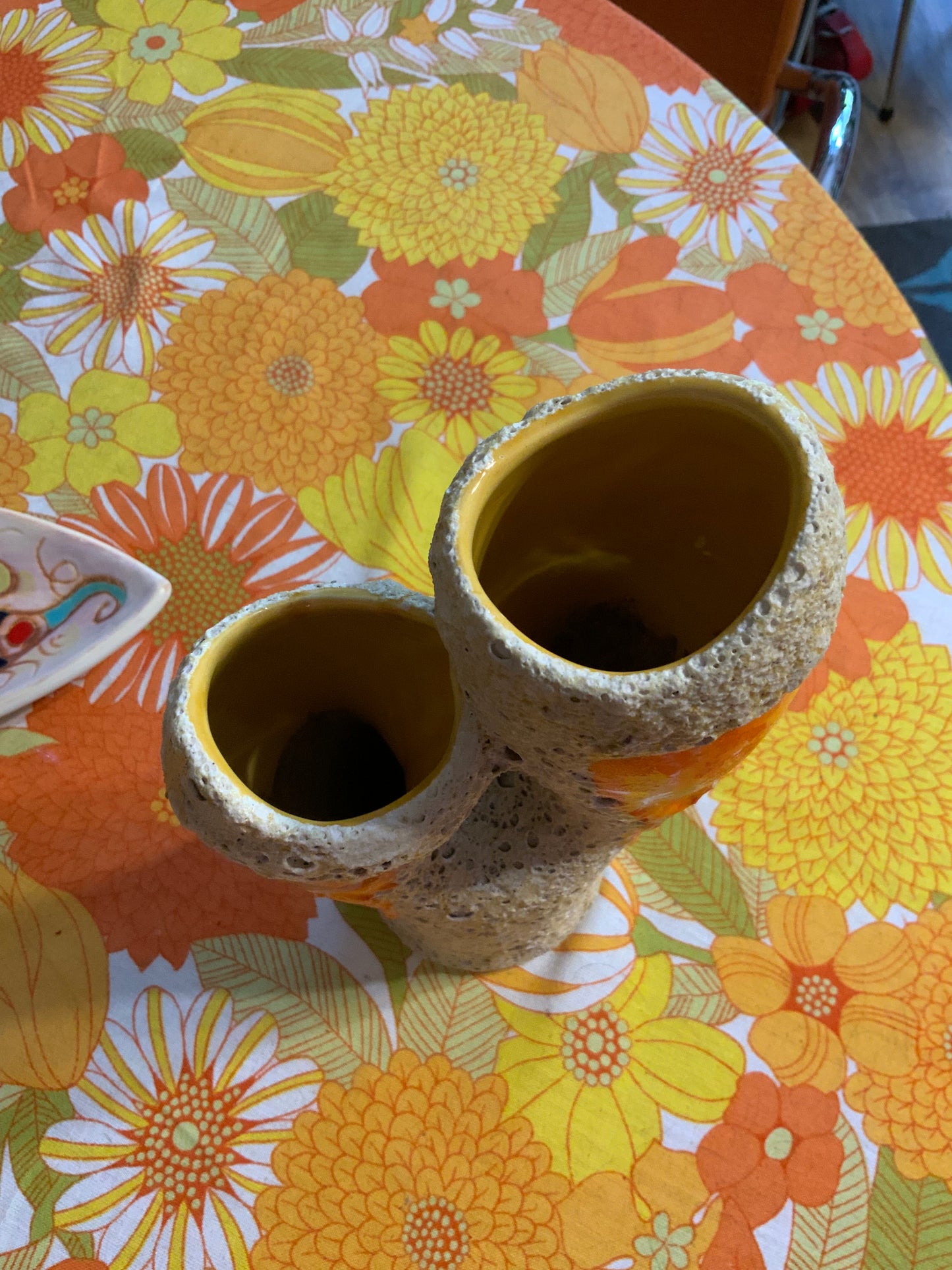 Vase double céramique Orange Vintage
