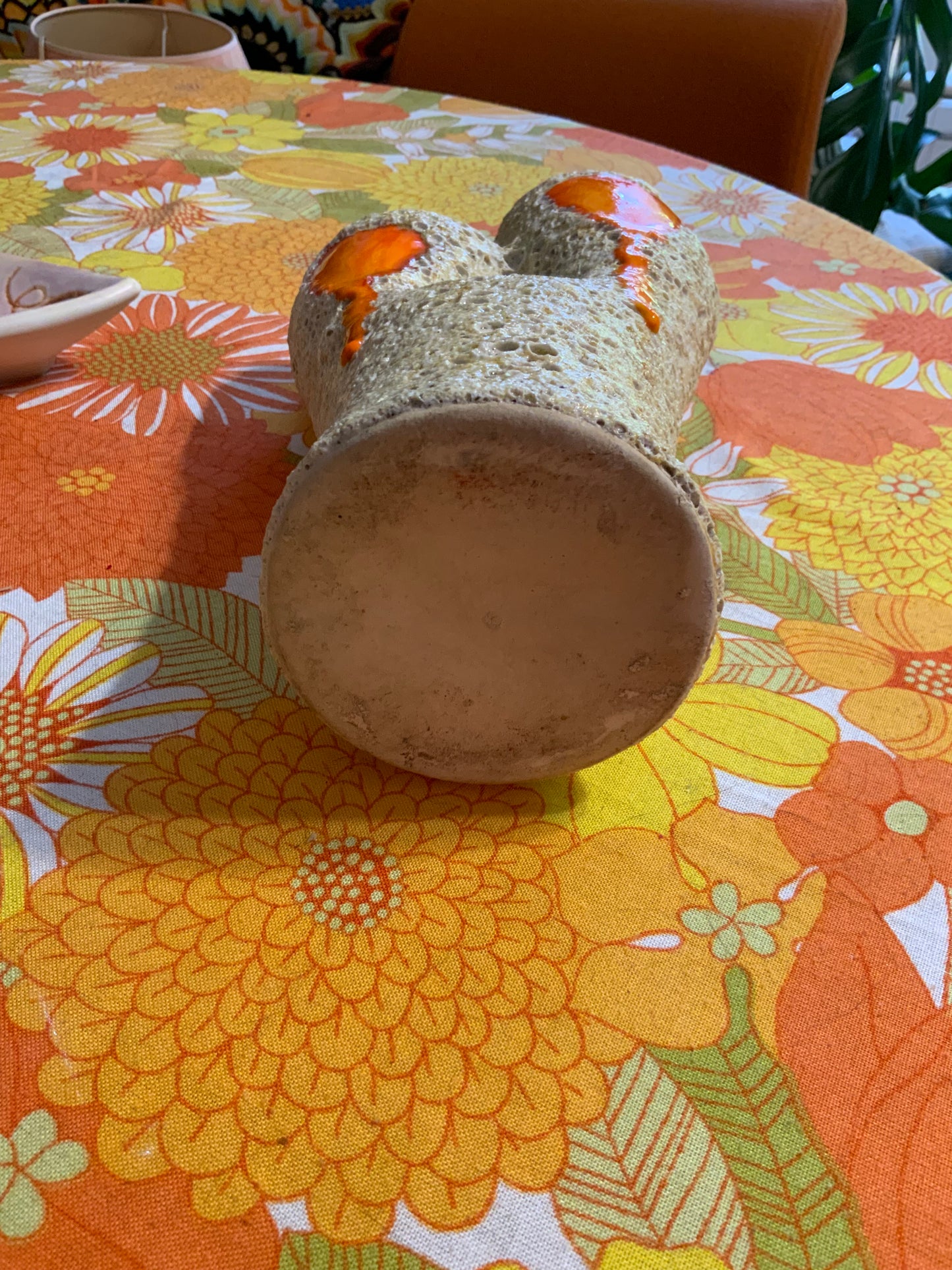 Vase double céramique Orange Vintage