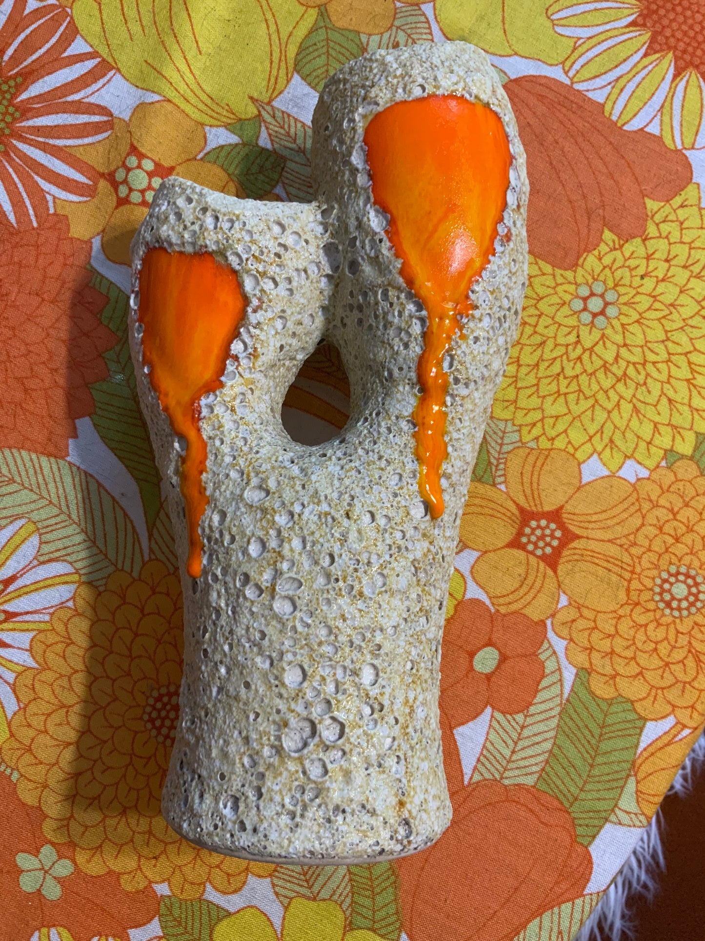 Vase double céramique Orange Vintage