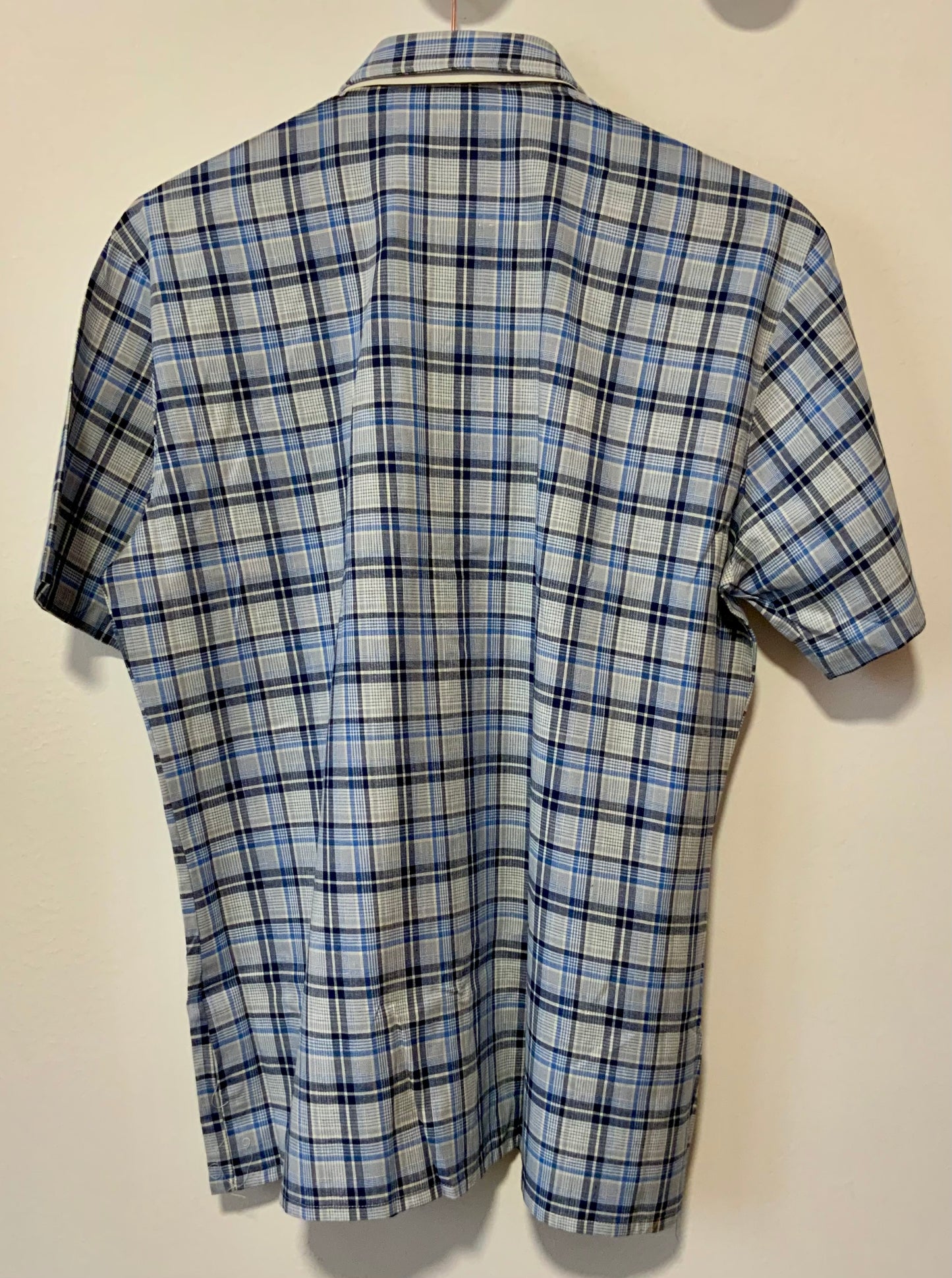Chemise coton à carreaux bleus Deadstock 1970/80 Vintage France
