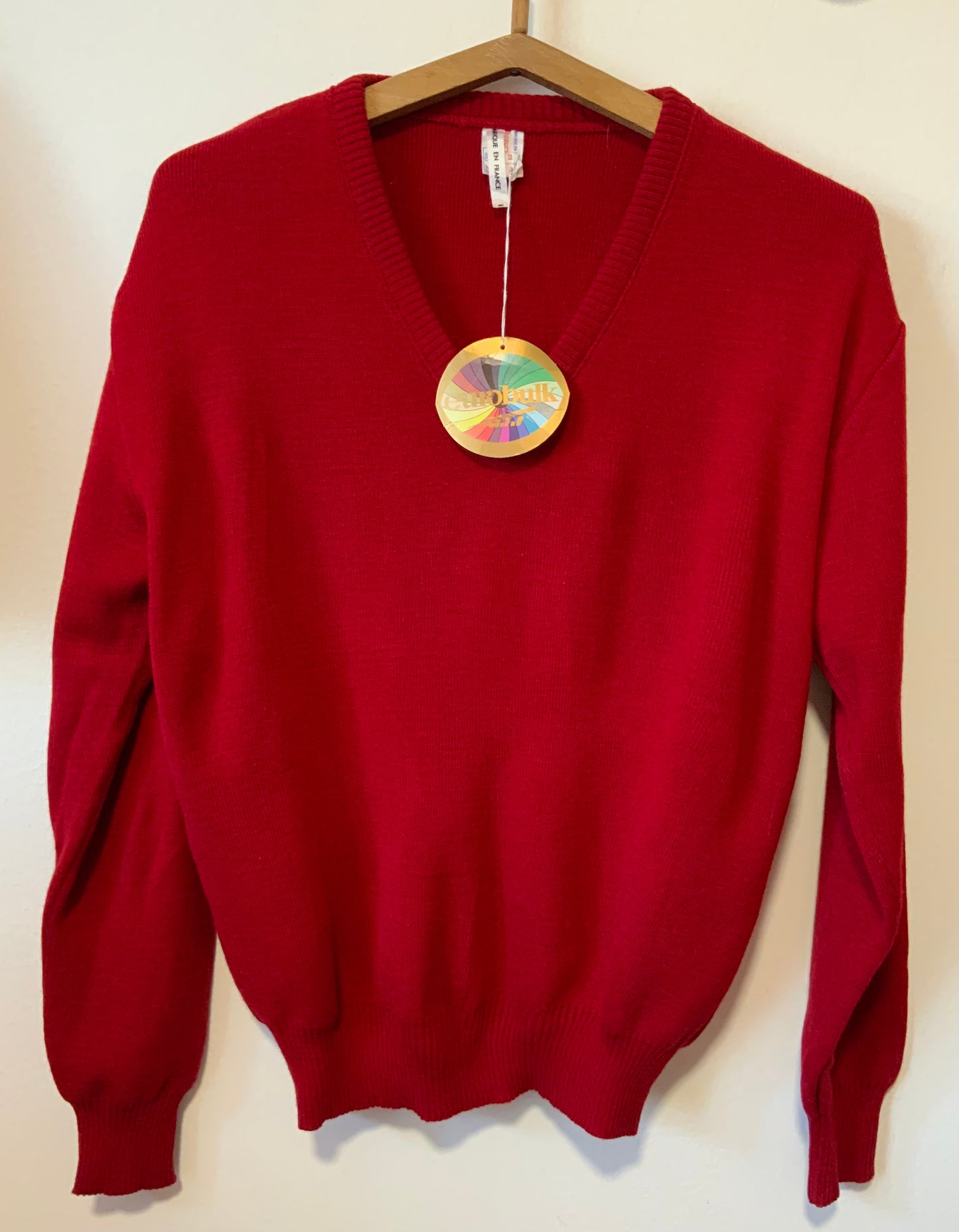 Pull rouge Deadstock Vintage 1980 France