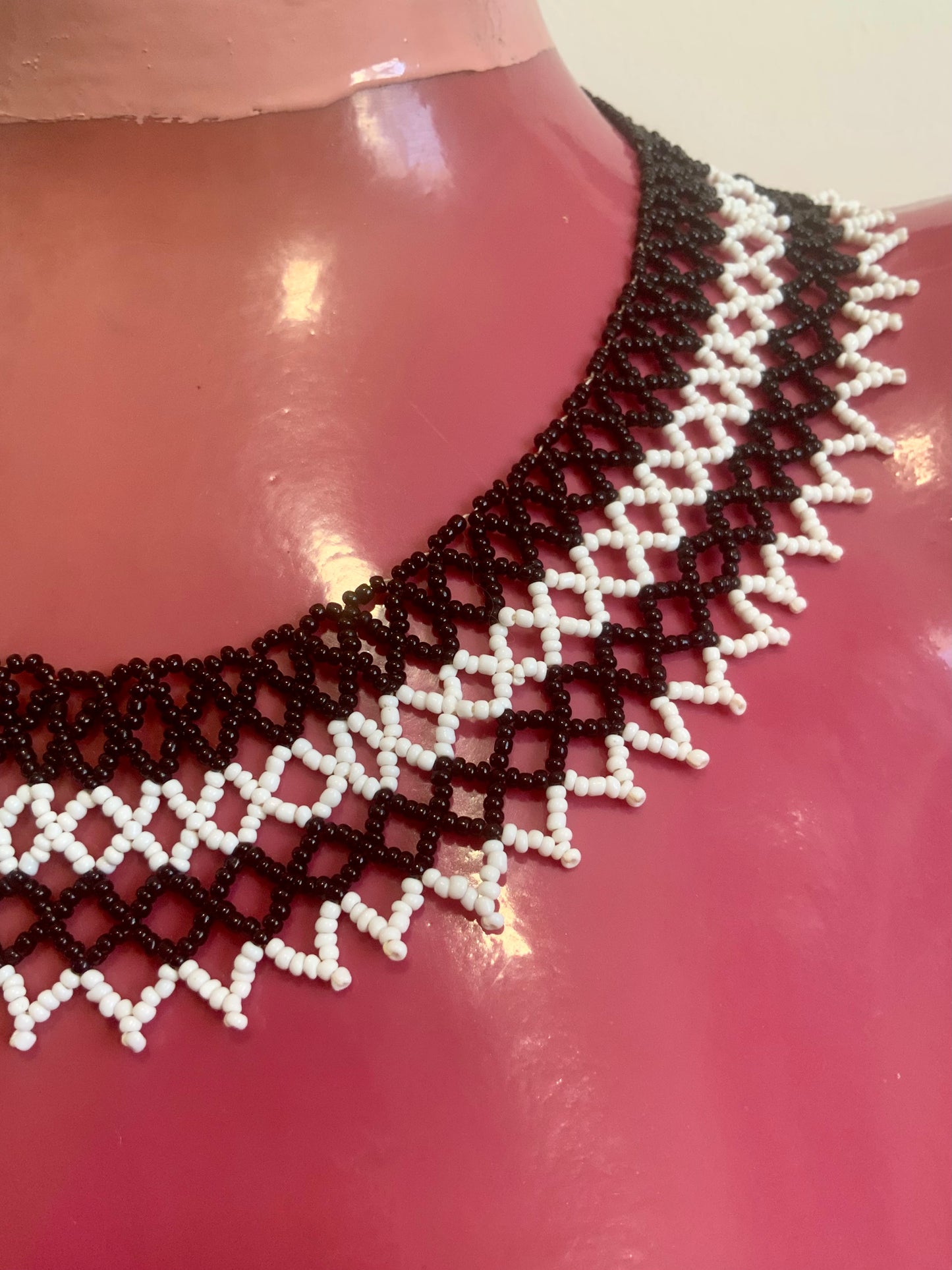 Collier Large en perles de rocaille Vintage 1970/80 Original