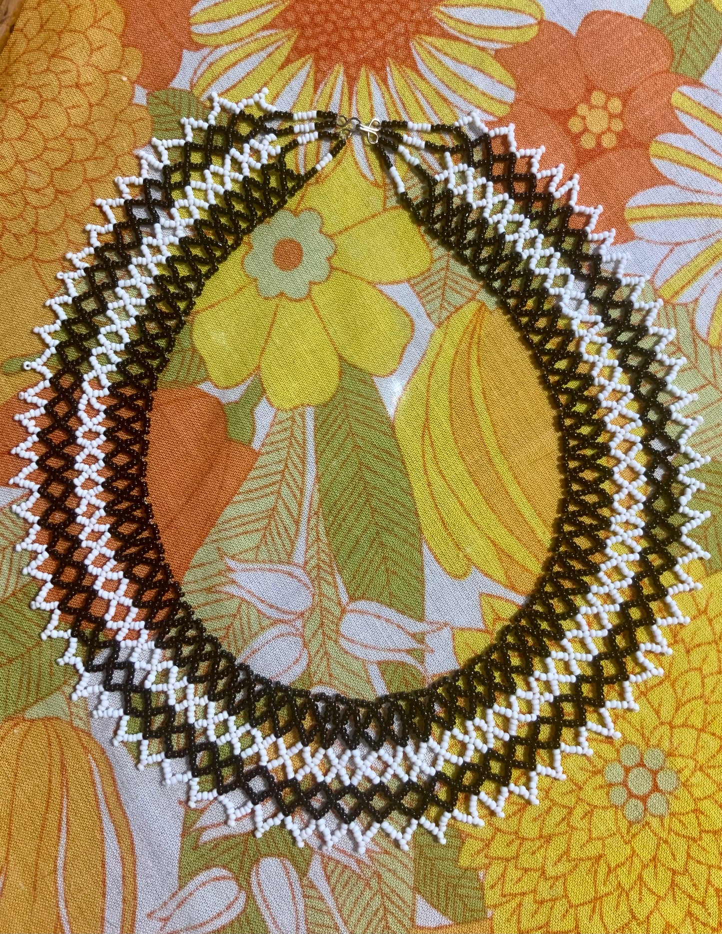 Collier Large en perles de rocaille Vintage 1970/80 Original