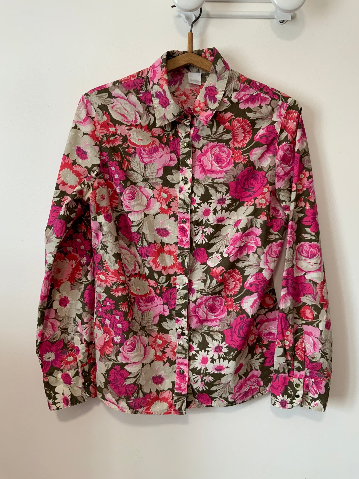 Chemise à Fleurs Roses Vintage Coton 1990