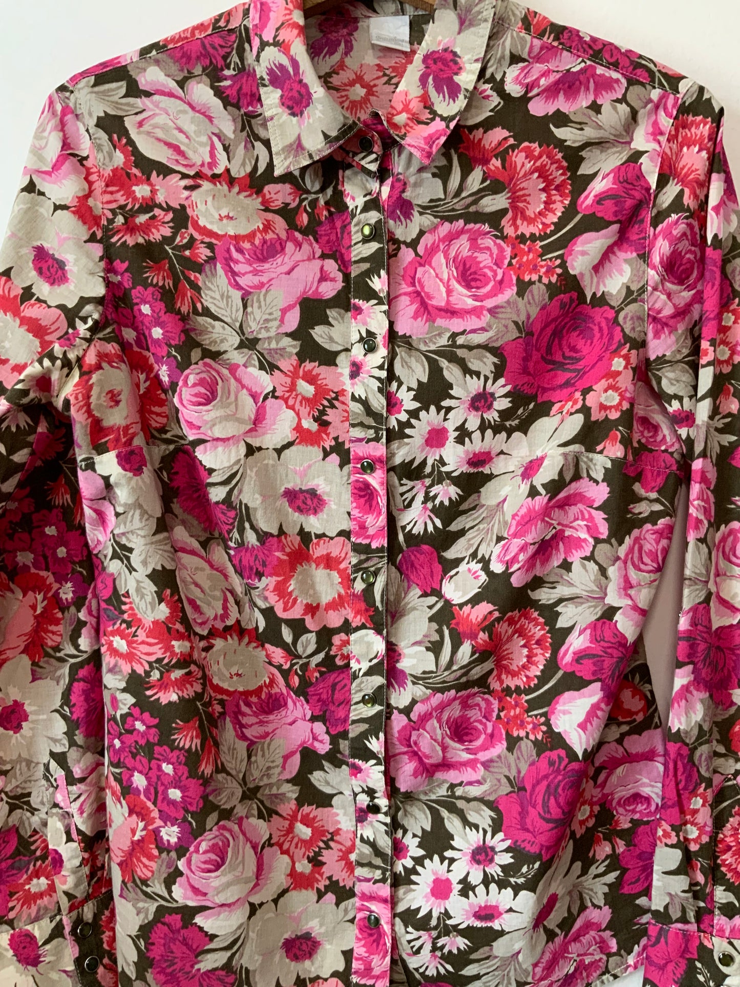 Chemise à Fleurs Roses Vintage Coton 1990