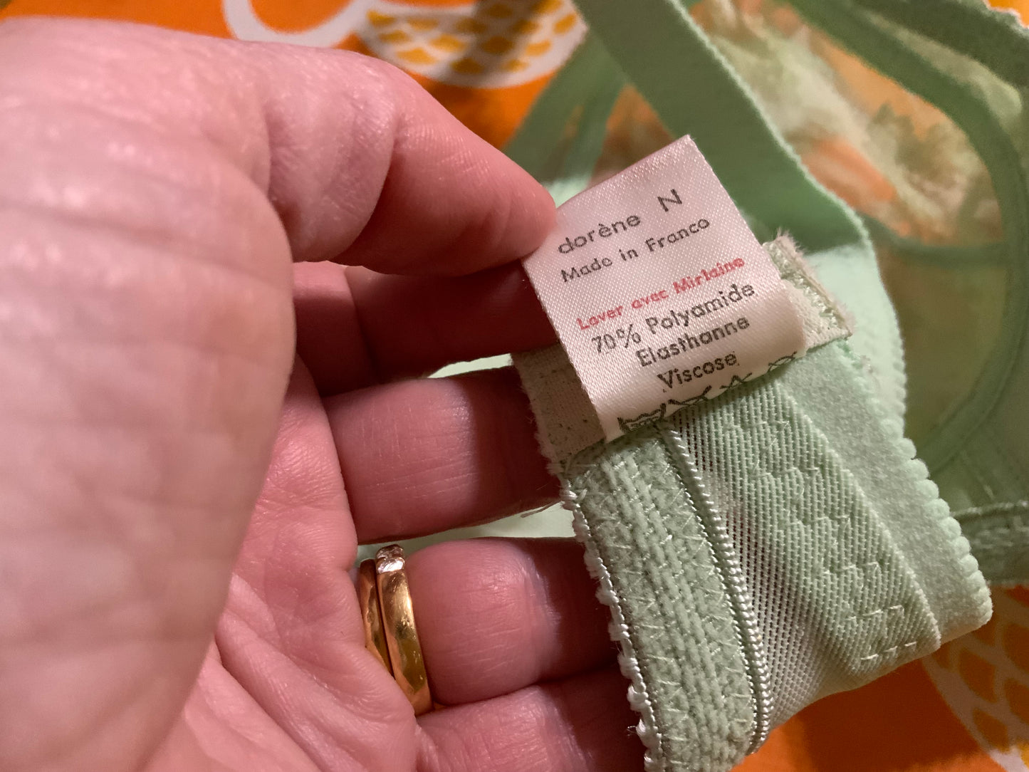 Soutien gorge dentelle verte Triumph Neuf 1970 Vintage Sexy